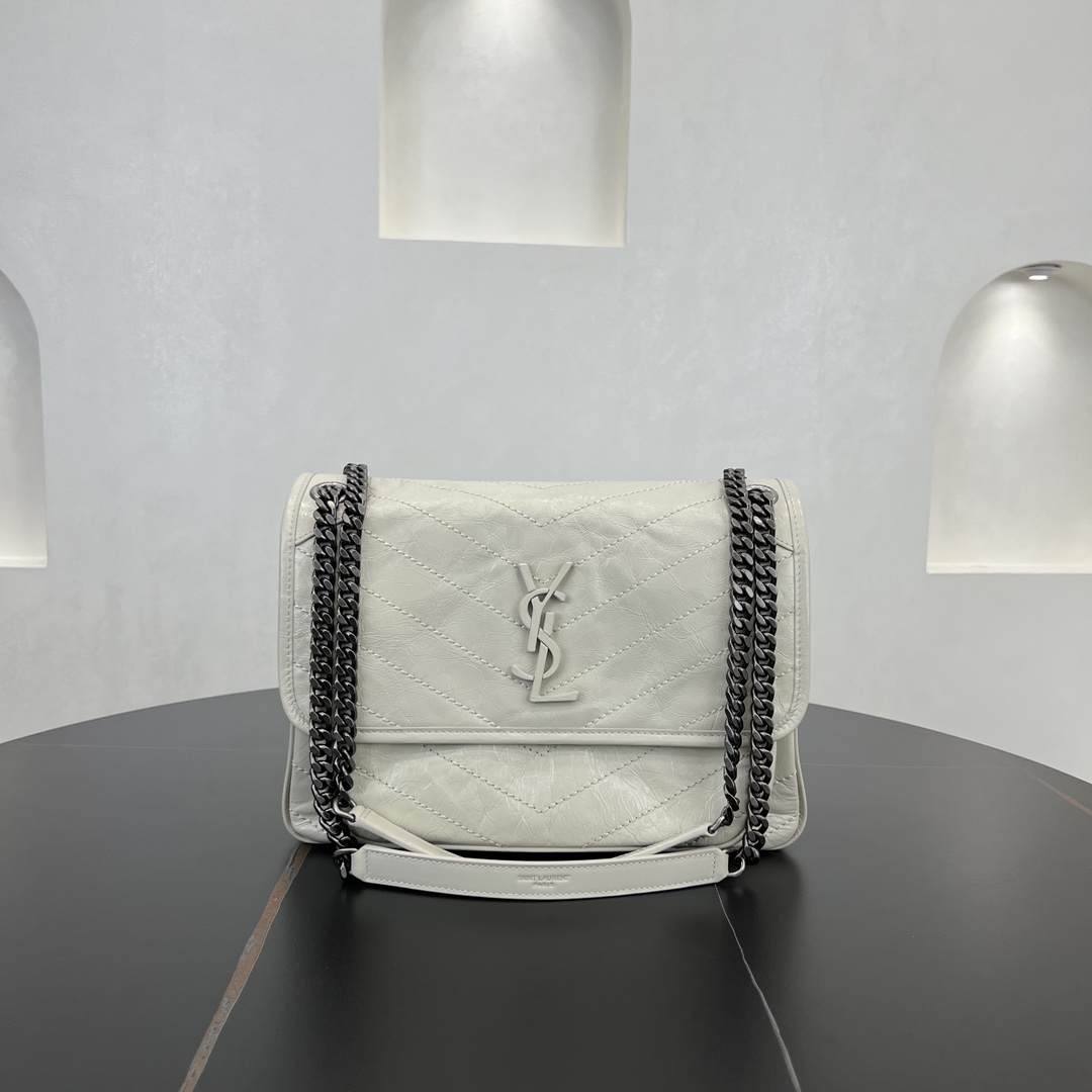 Bagsaaa Y51 niki medium in vintage leather 633158 white - 28cm
