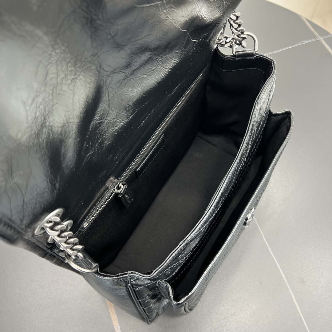 Bagsaaa Y51 niki medium in vintage leather 633158 black & silver - 28cm