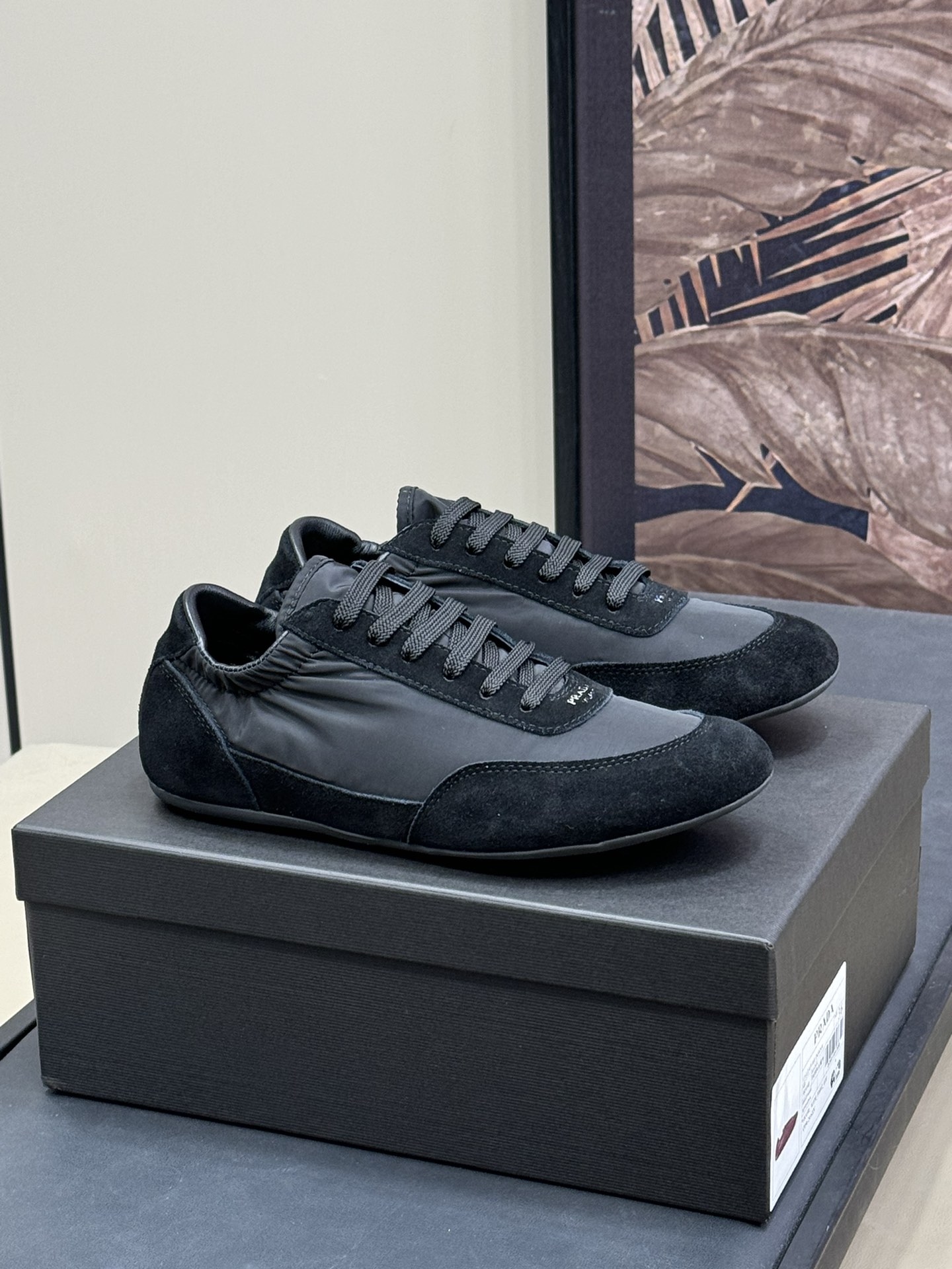 Bagsaaa Pra*a Collapse Re-Nylon and suede elasticized sneakers black