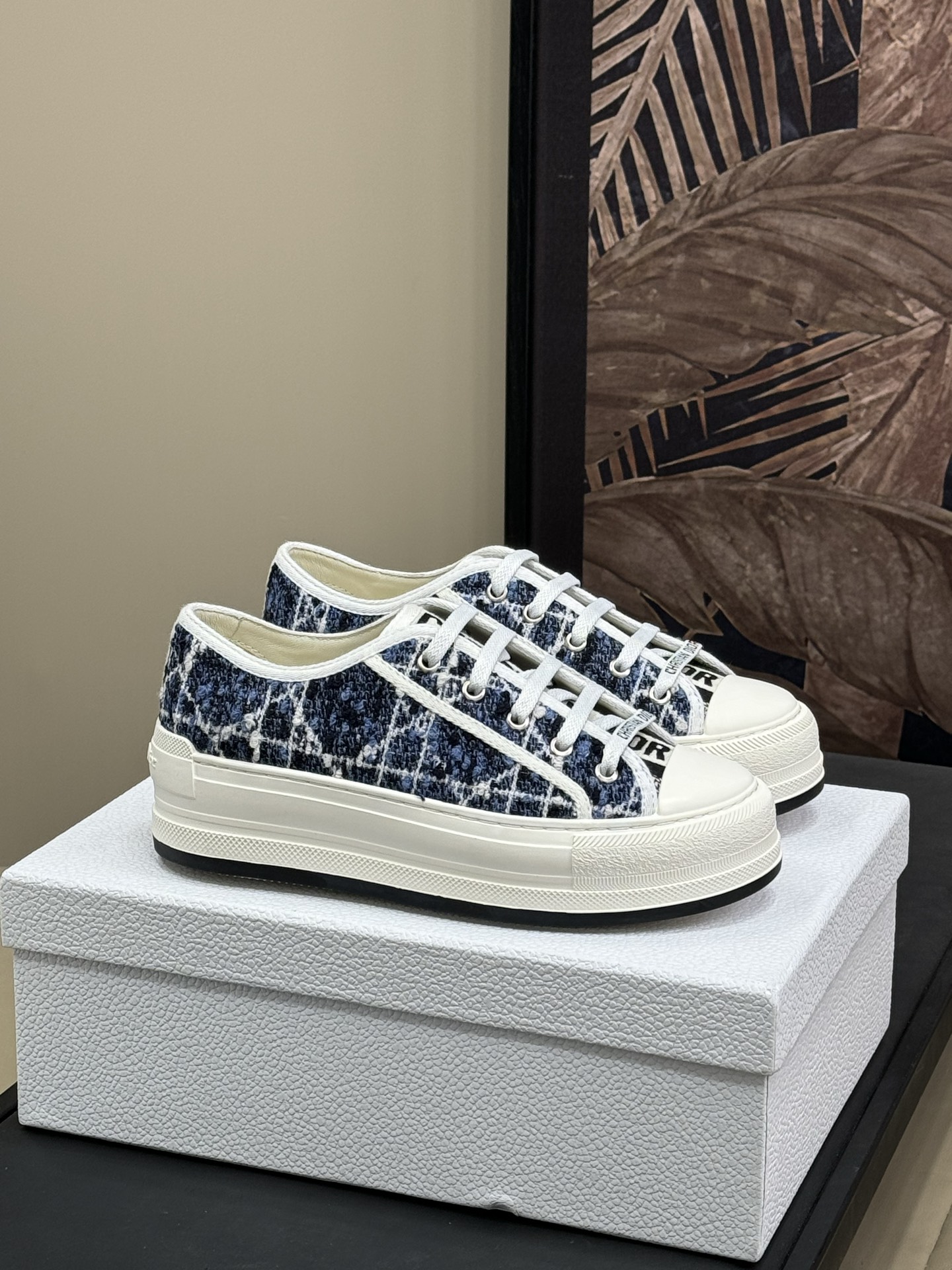 Bagsaaa Walk'n'D10r Platform Sneaker Denim Blue Cannage Tweed