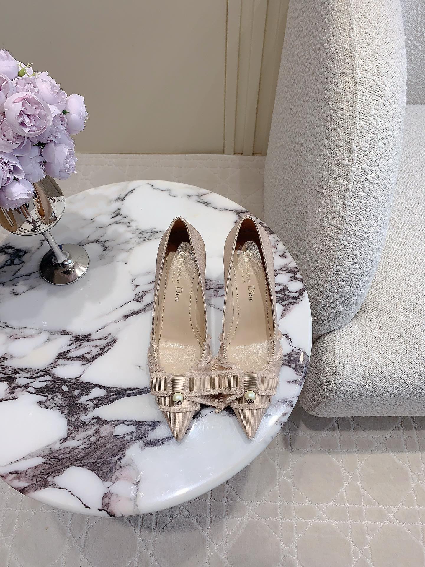 Bagsaaa D10r AD10rable Slingback Pump Nude Fringed Grosgrain - 8cm