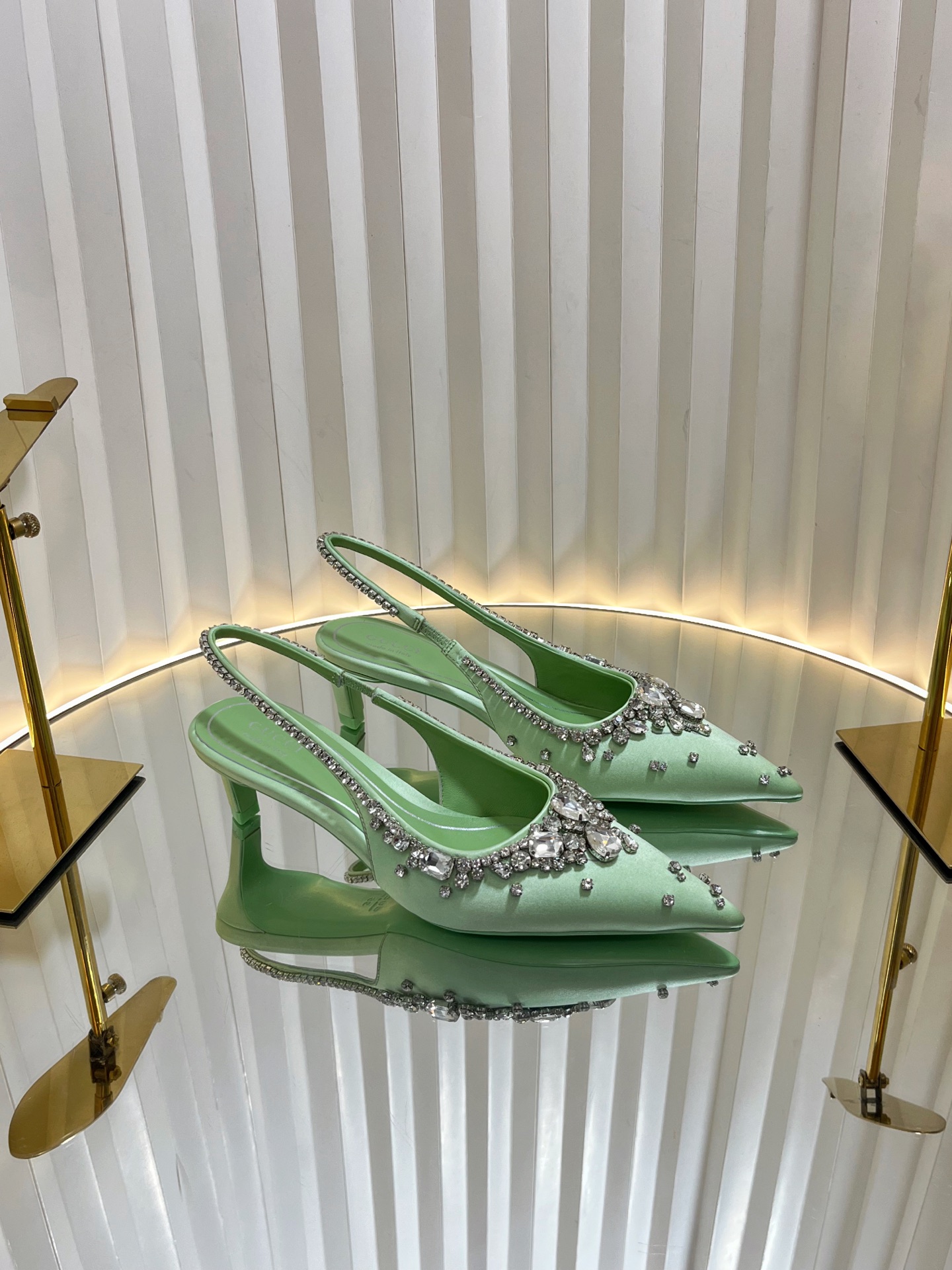 Bagsaaa Gvc*1 Women's pump with crystals 812187 green - 4.5cm