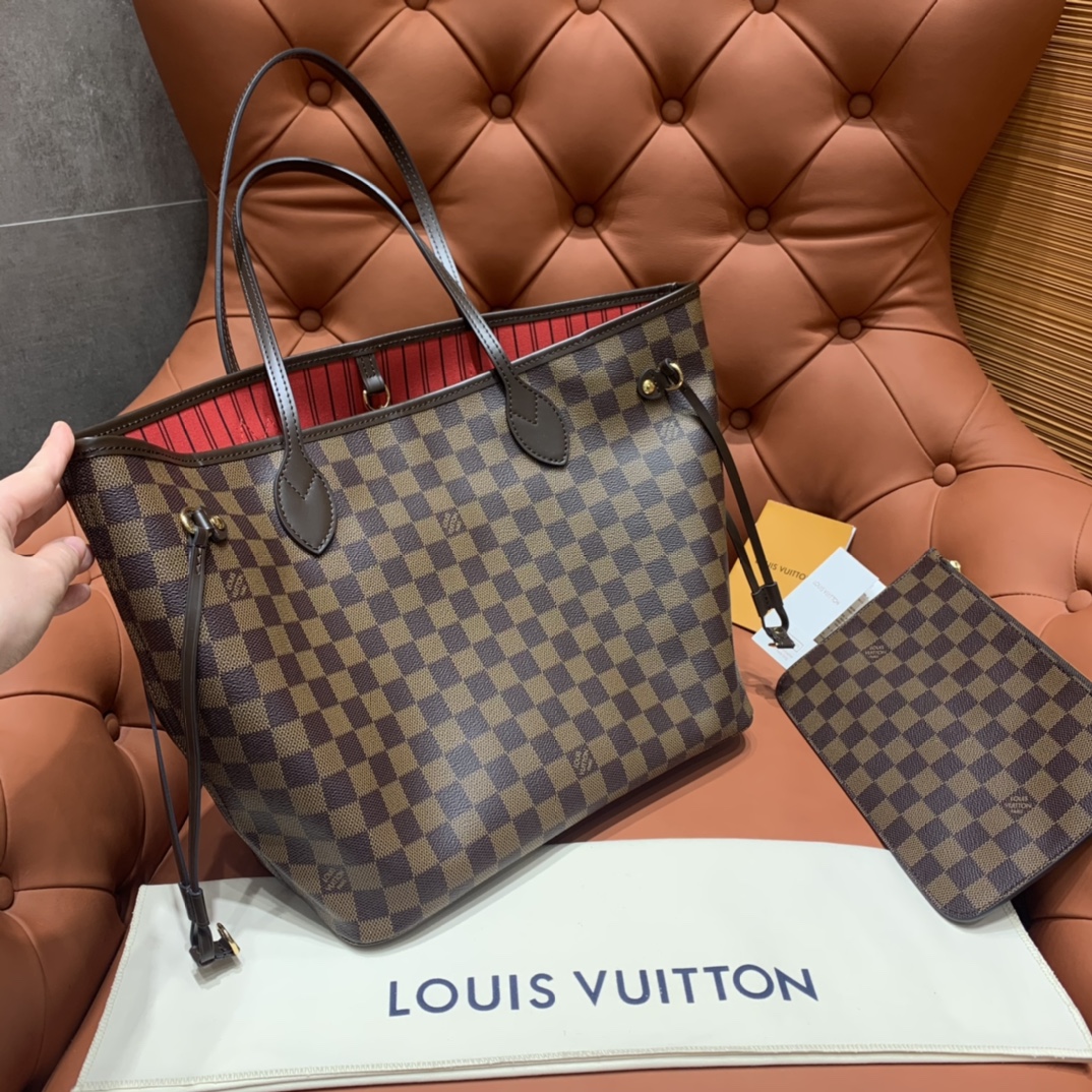 Bagsaaa L0vis Vvtt0n N40599 Neverfull MM Damier Ebene Red Inside - 31 x 28 x 14 cm