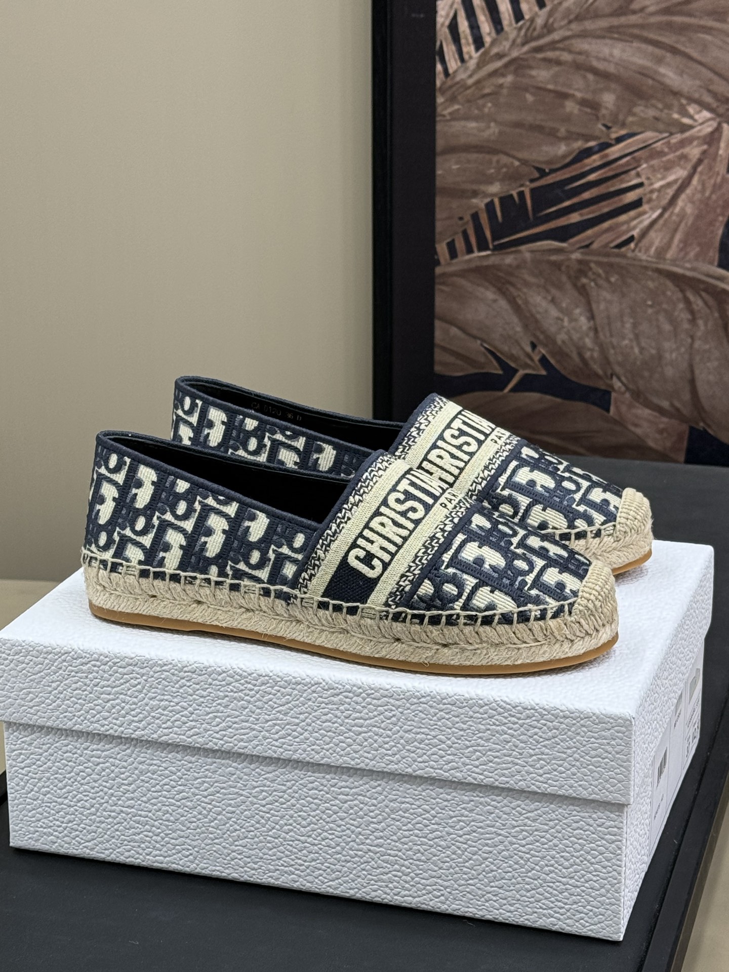 Bagsaaa D10r Granville Espadrille Deep Blue D10r Oblique Embroidered Cotton