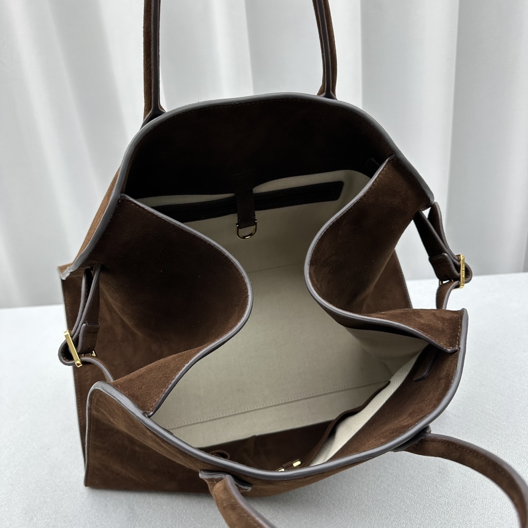 Bagsaaa The R0w Soft Margaux 15 Bag in Suede Brown - 38cm