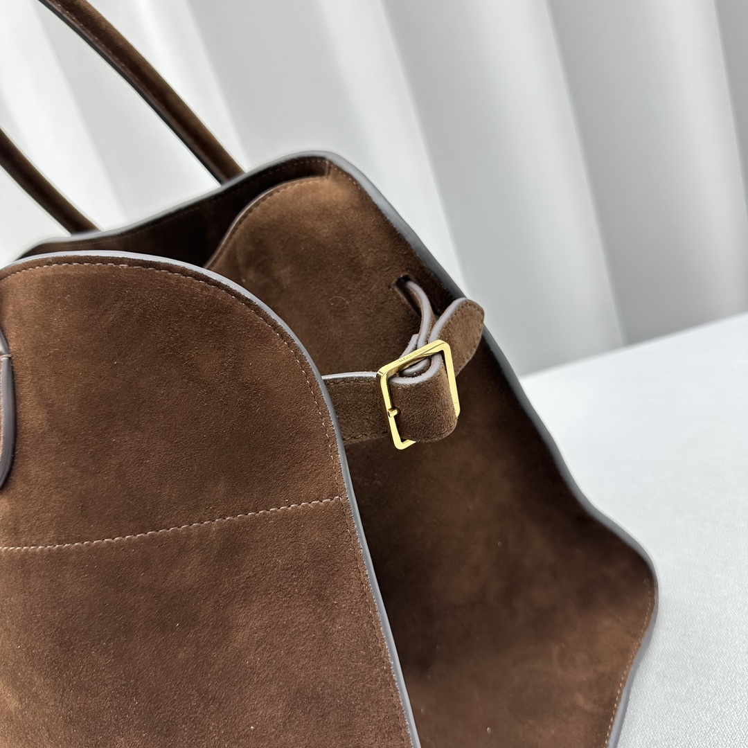 Bagsaaa The R0w Soft Margaux 15 Bag in Suede Brown - 38cm