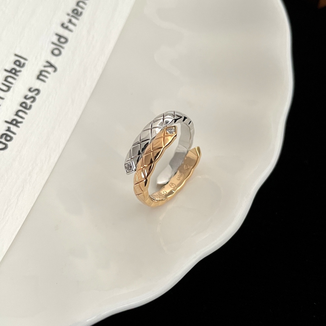 Bagsaaa Ch**el Coco Crush Toi et Moi Ring Silver & Gold