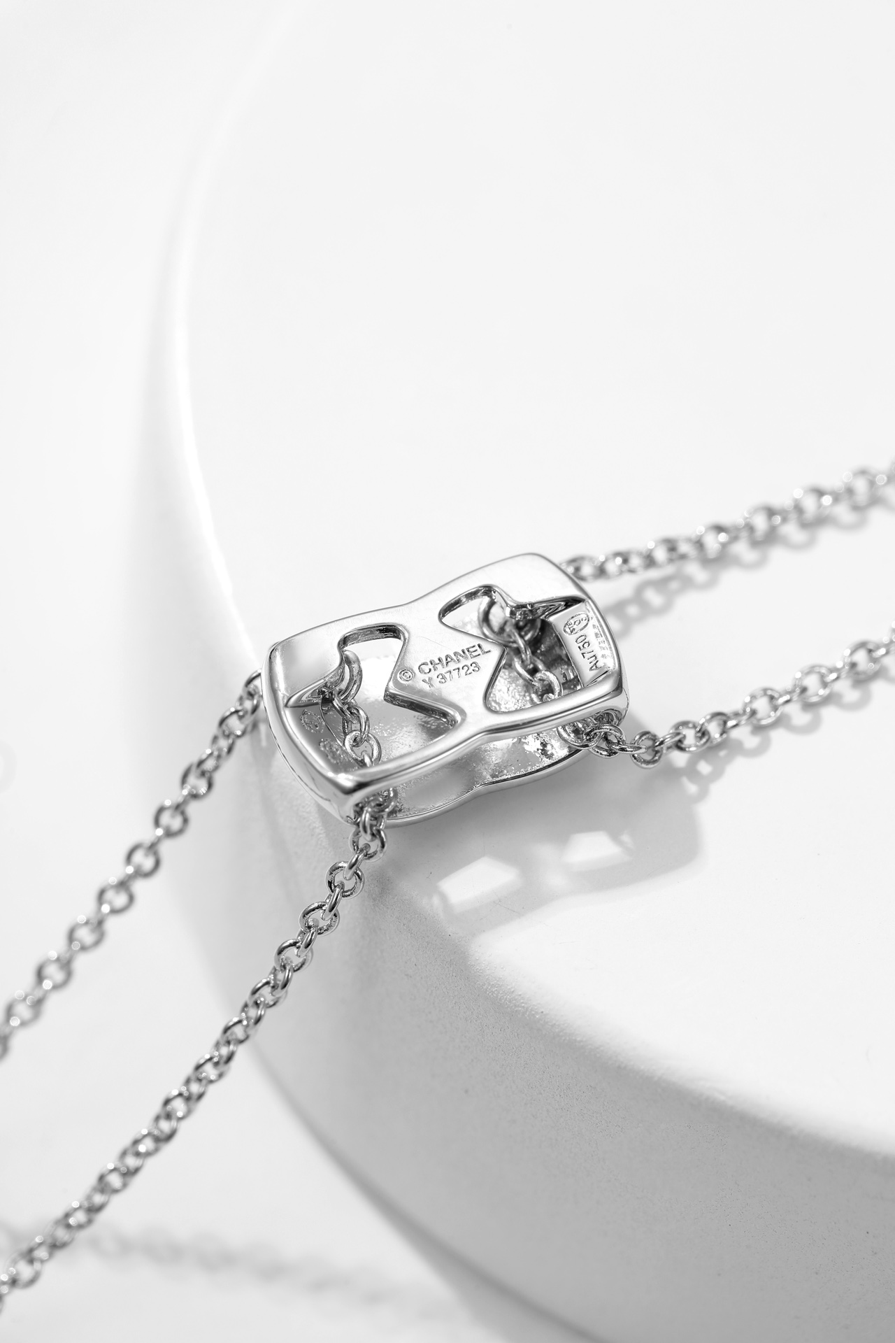Bagsaaa Ch**el Coco Crush Double Chain Pendant Necklace Silver