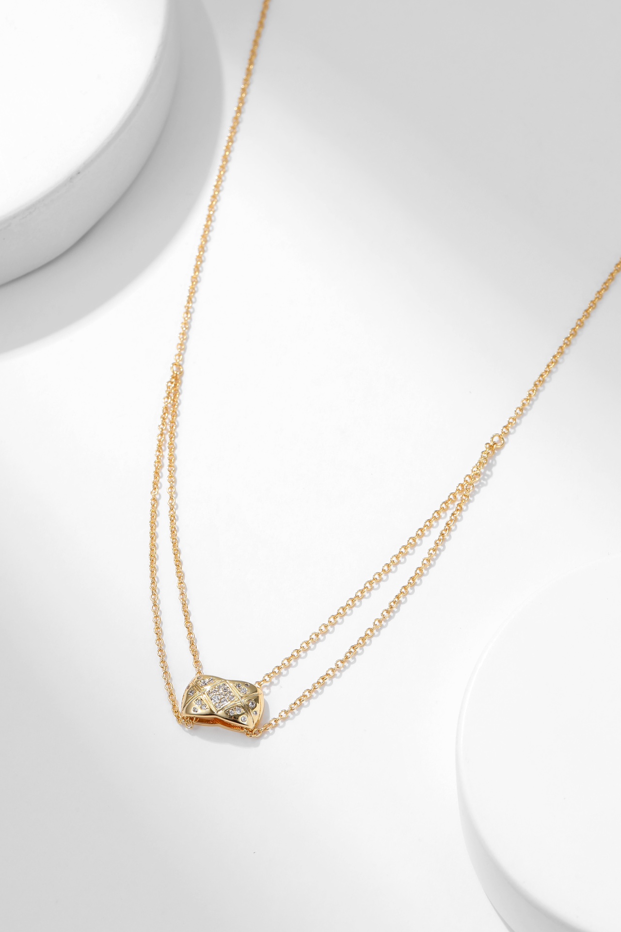 Bagsaaa Ch**el Coco Crush Double Chain Pendant Necklace Gold