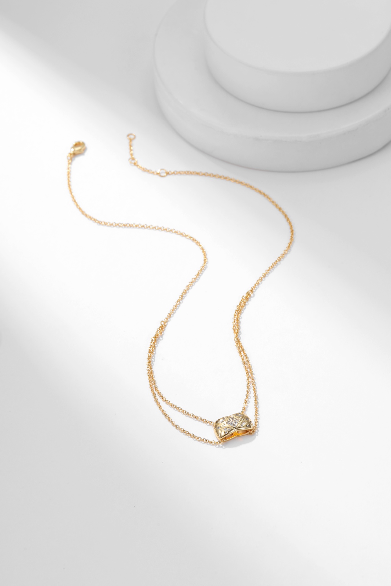 Bagsaaa Ch**el Coco Crush Double Chain Pendant Necklace Rose Gold