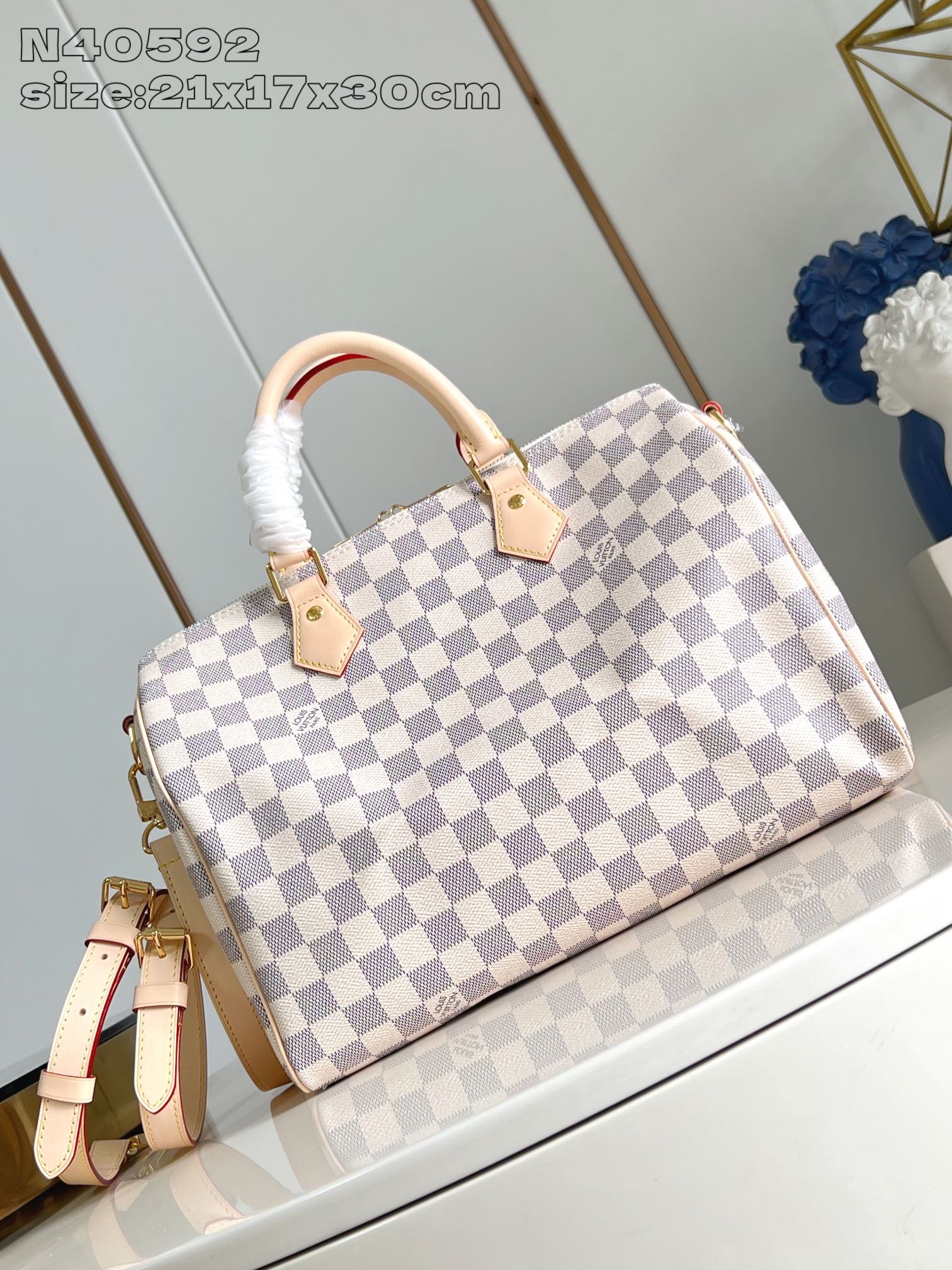 Bagsaaa L0vis Vvtt0n N40592 Speedy Bandoulière 30 Damier Azur - 30cm