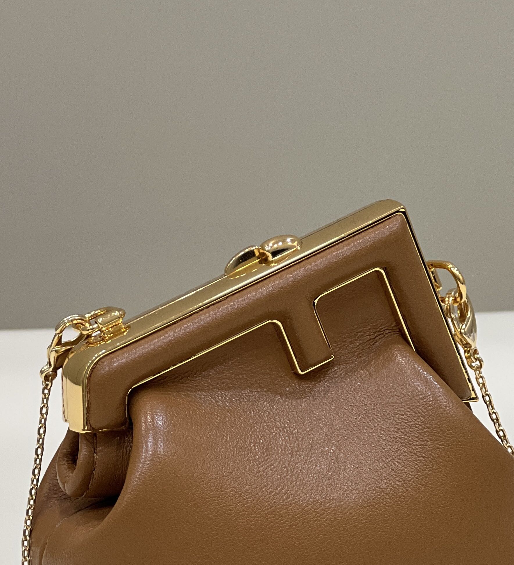 Bagsaaa F**di Shiny Nappa Nano F**di First Bag Charm Brown - 11.5cm