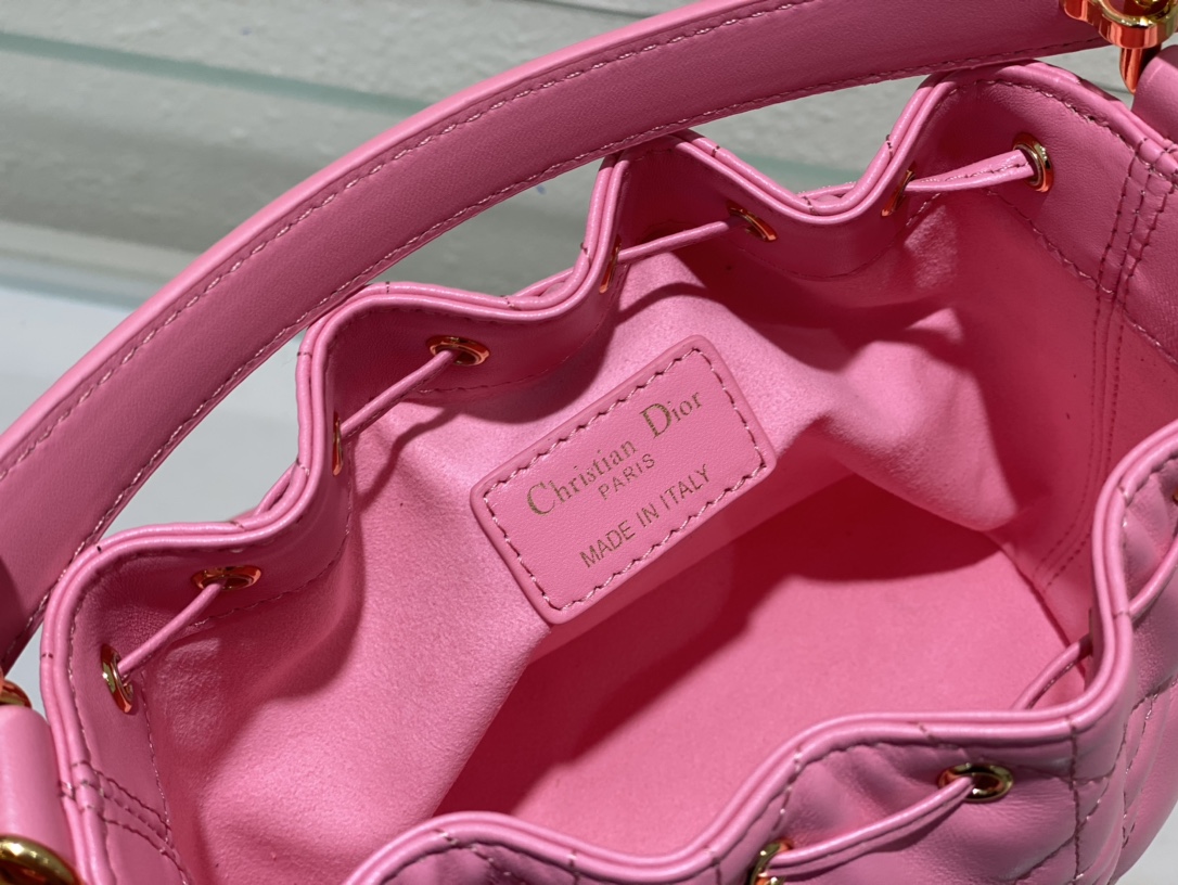 Bagsaaa Small D10r Jolie Bucket Bag Pink Macrocannage - 17×16×9cm