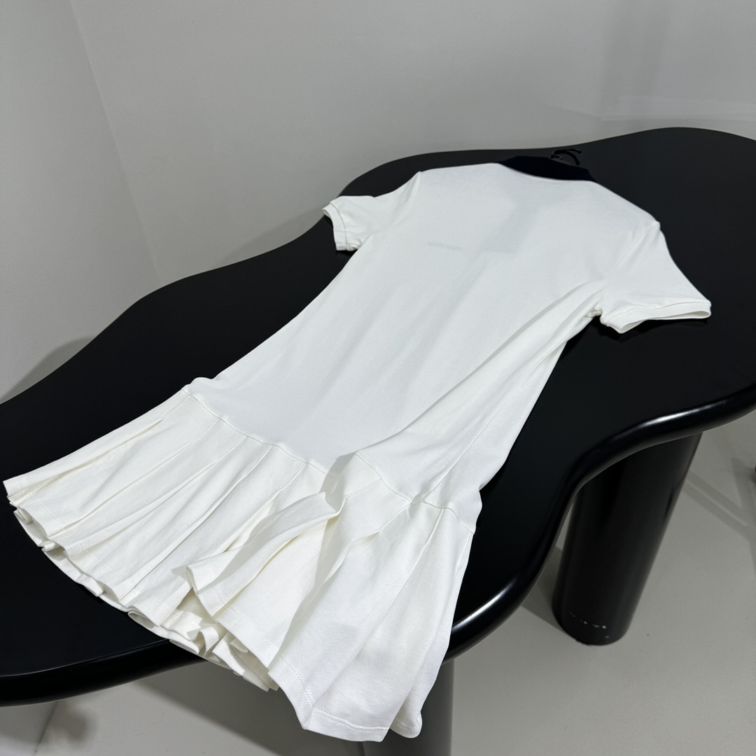 Bagsaaa Miu Miu Pleated cotton piqué mini-dress white