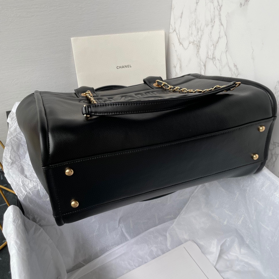 Bagsaaa Ch**el Shopping Bag AS3257 Black Leather - 39cm