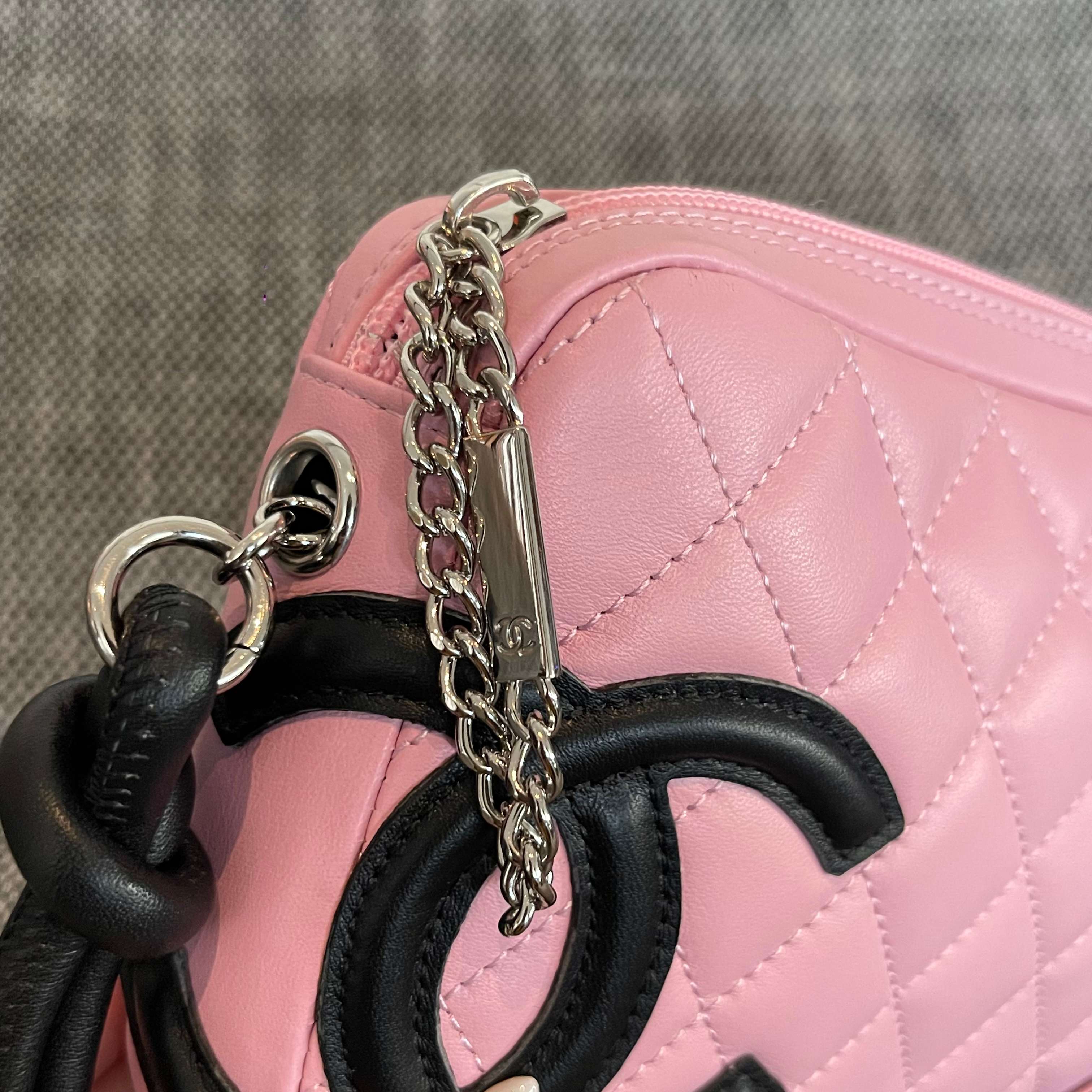 Bagsaaa Ch**el Cambon Shoulder Bag Pink Lambskin - 21cm