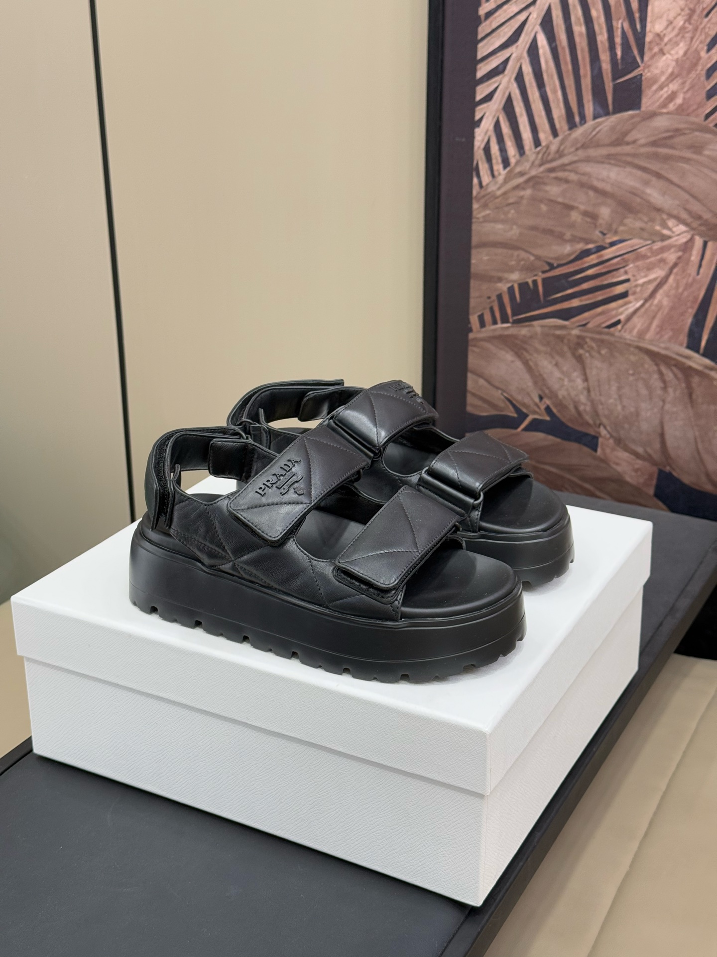 Bagsaaa Pra*a Padded nappa leather sandals black