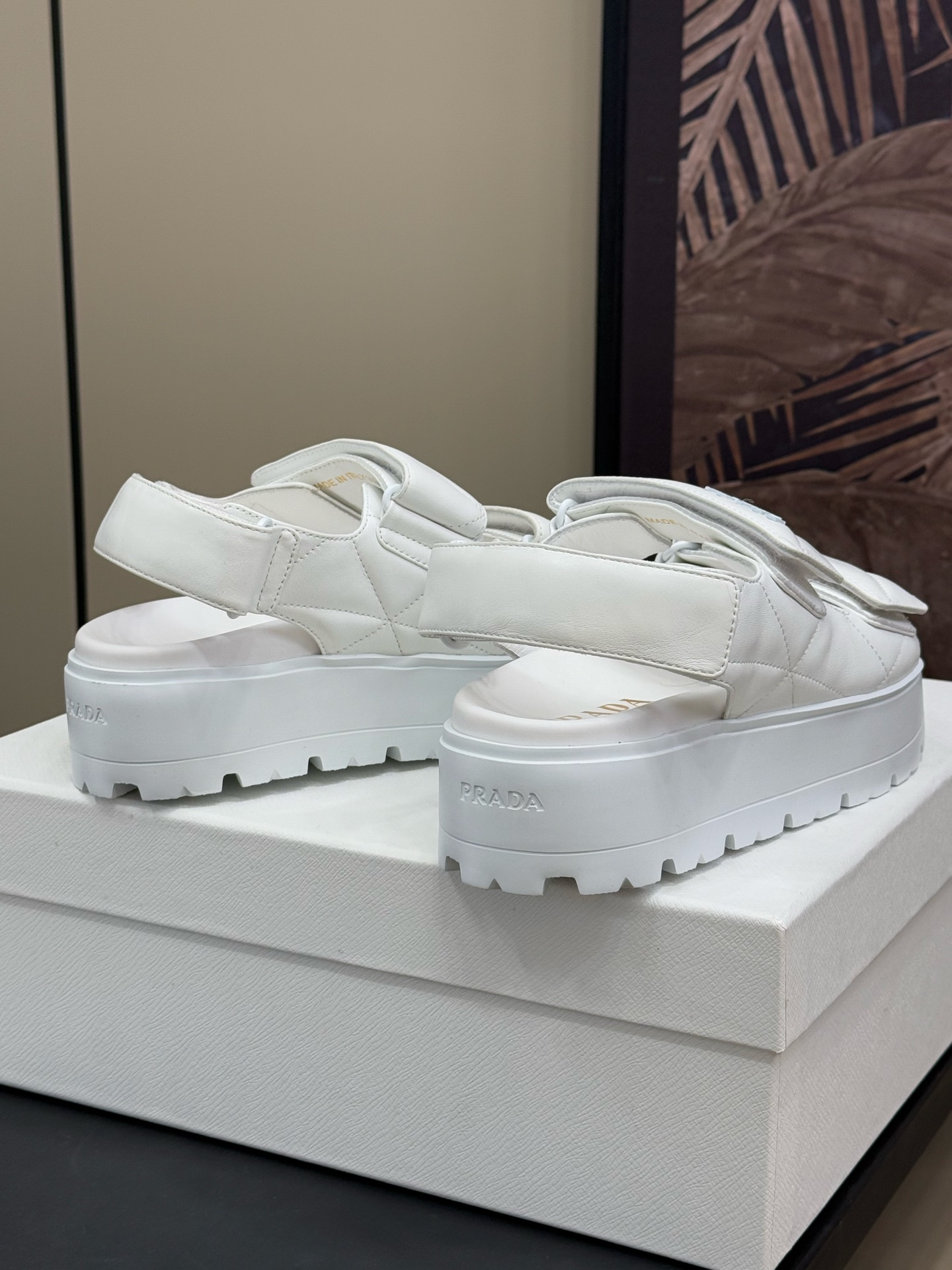 Bagsaaa Pra*a Padded nappa leather sandals white