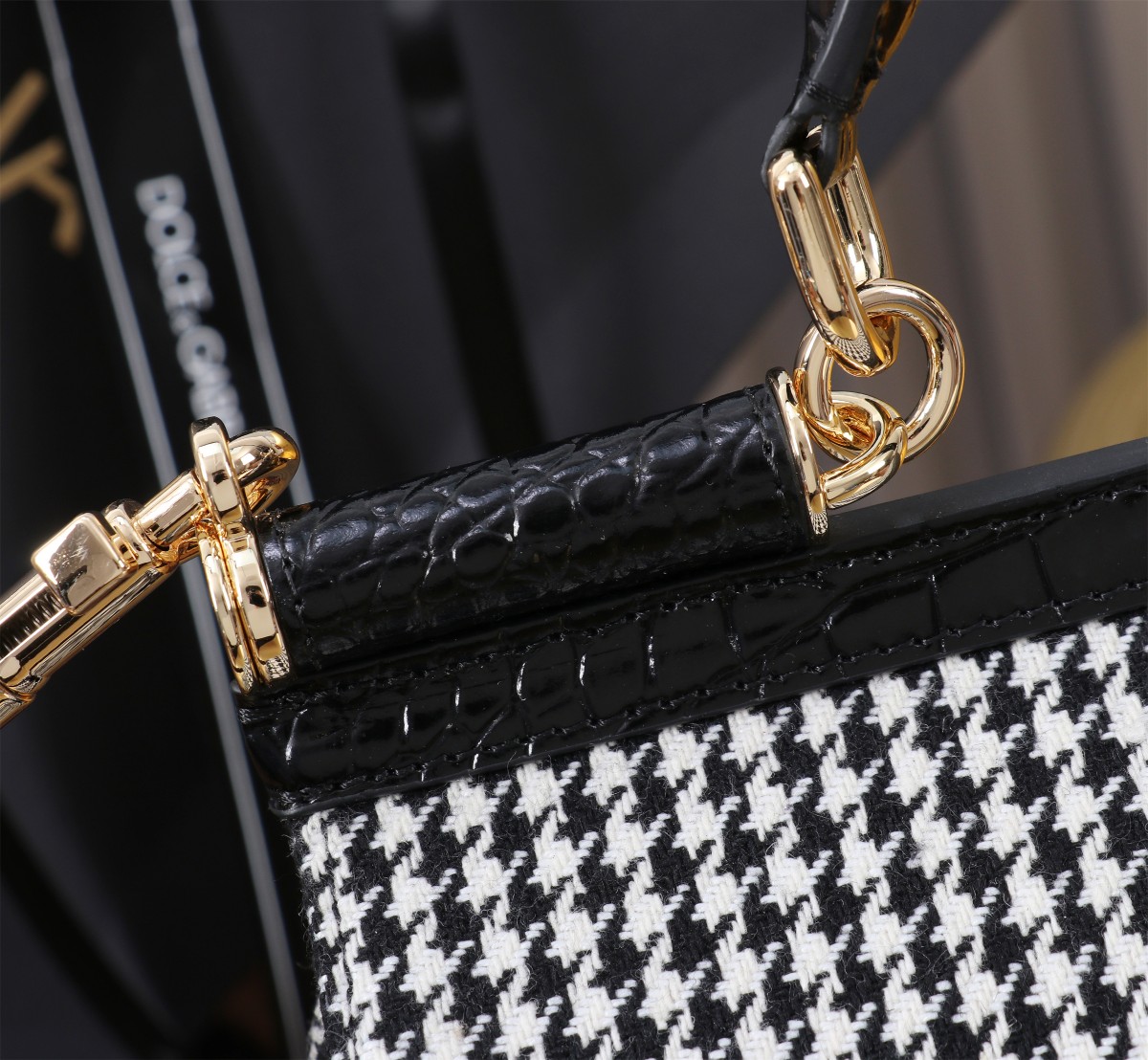 Bagsaaa D&G Elongated medium Sicily handbag Black and White - 25cm