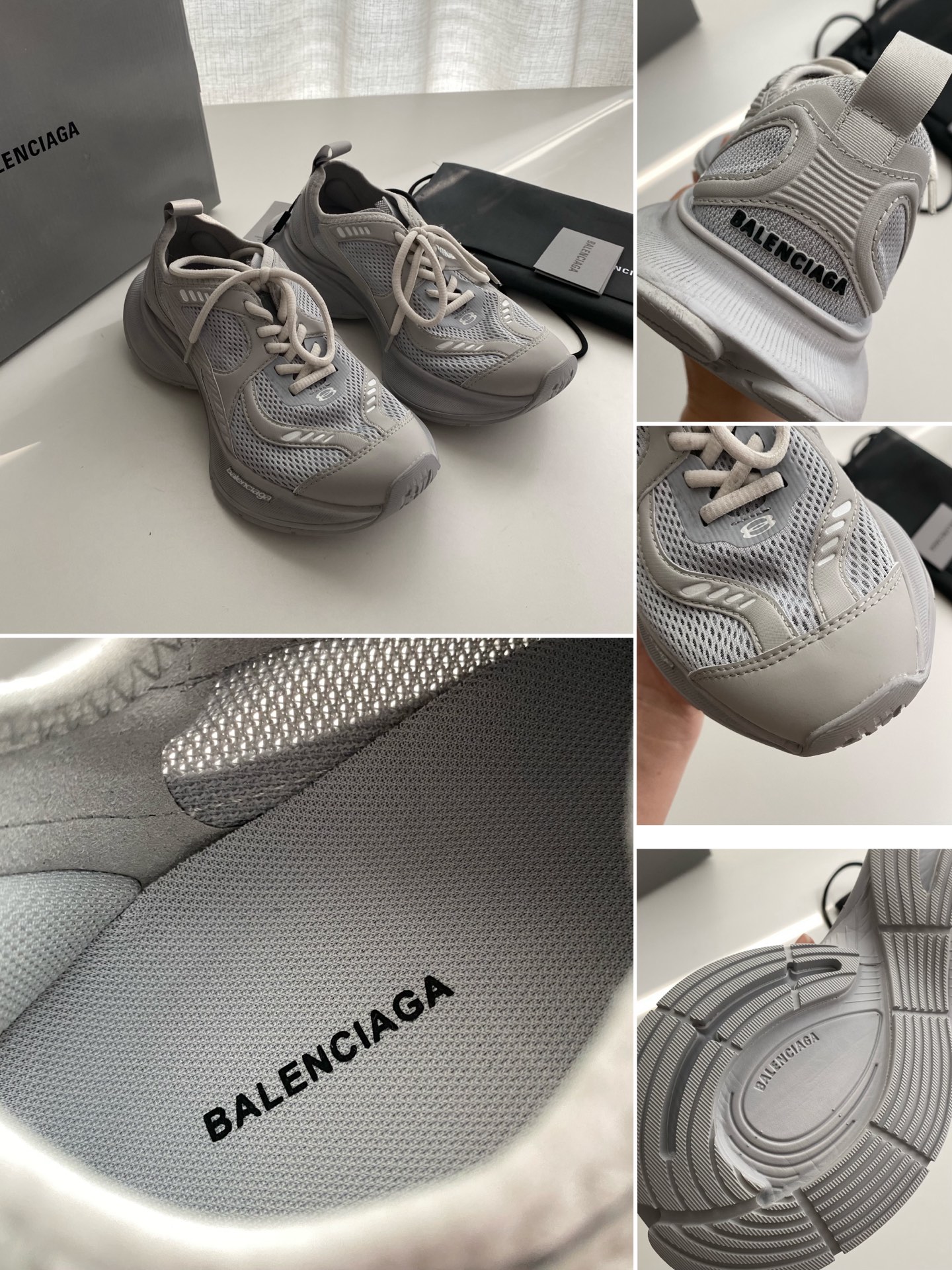 Bagsaaa Ba1en*iaga Circuit Lace-Up Sneakers Gray