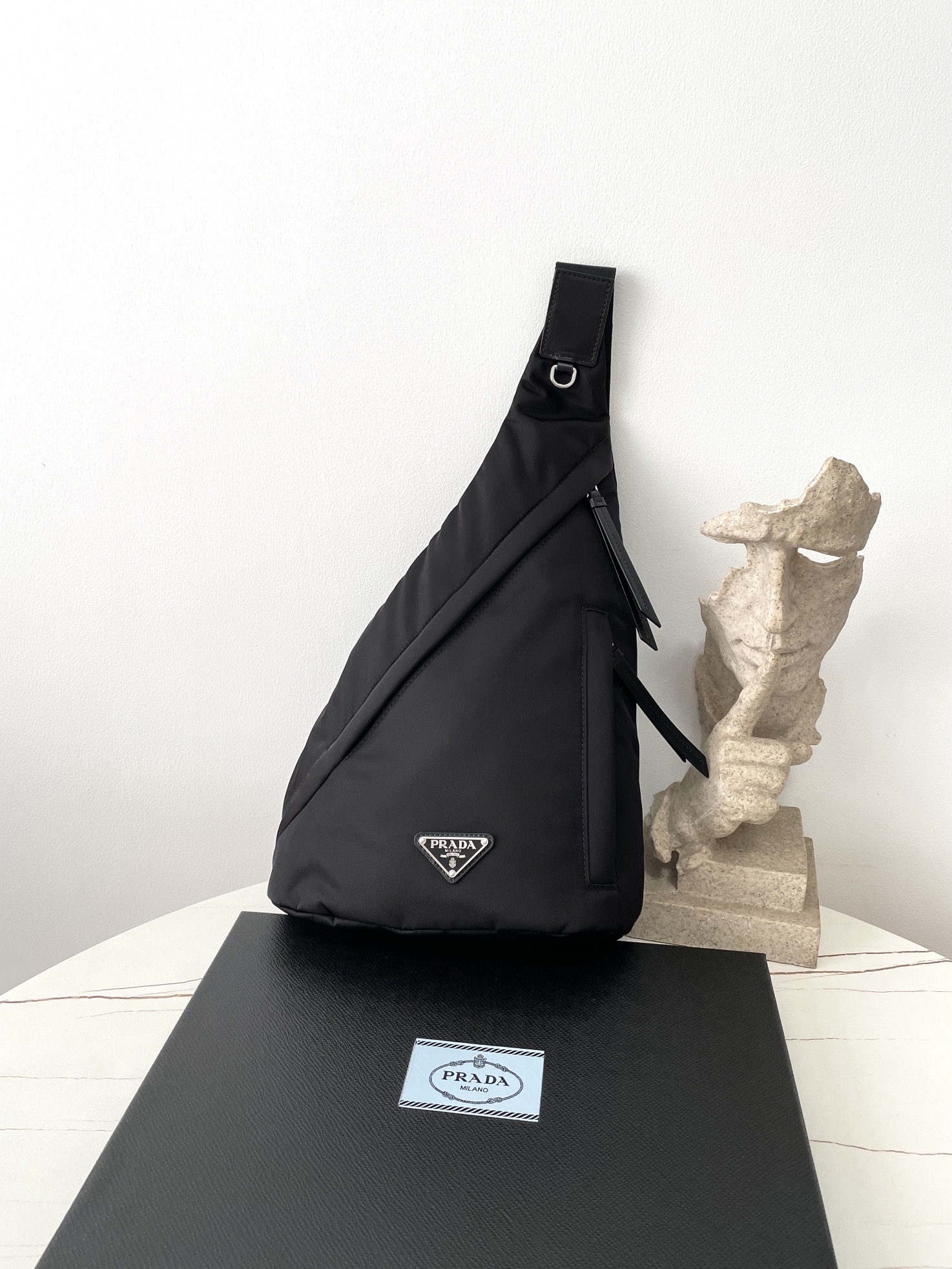 Bagsaaa Pra*a Re-Nylon and leather backpack black - 37.5cm