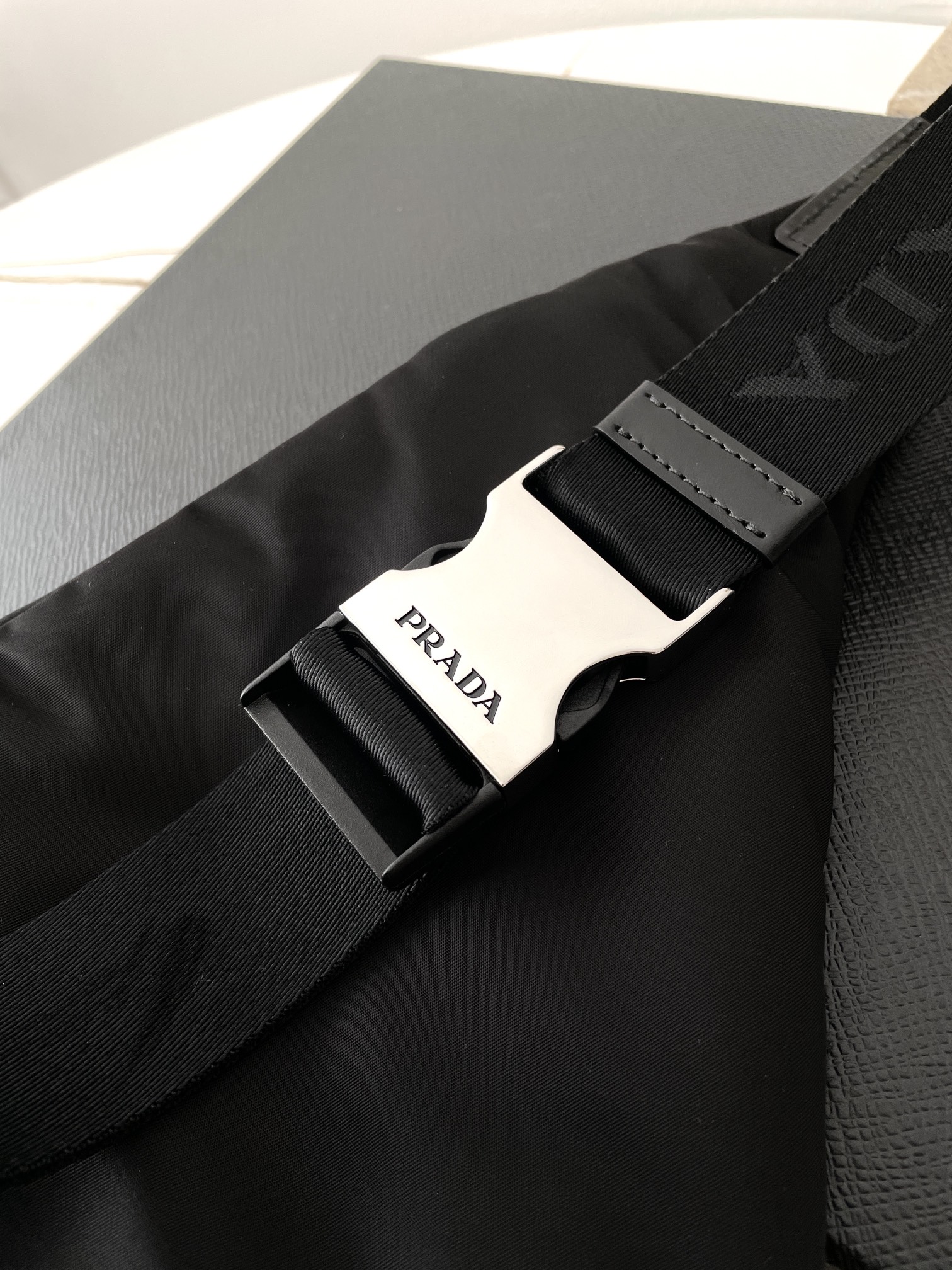 Bagsaaa Pra*a Re-Nylon and leather backpack black - 37.5cm