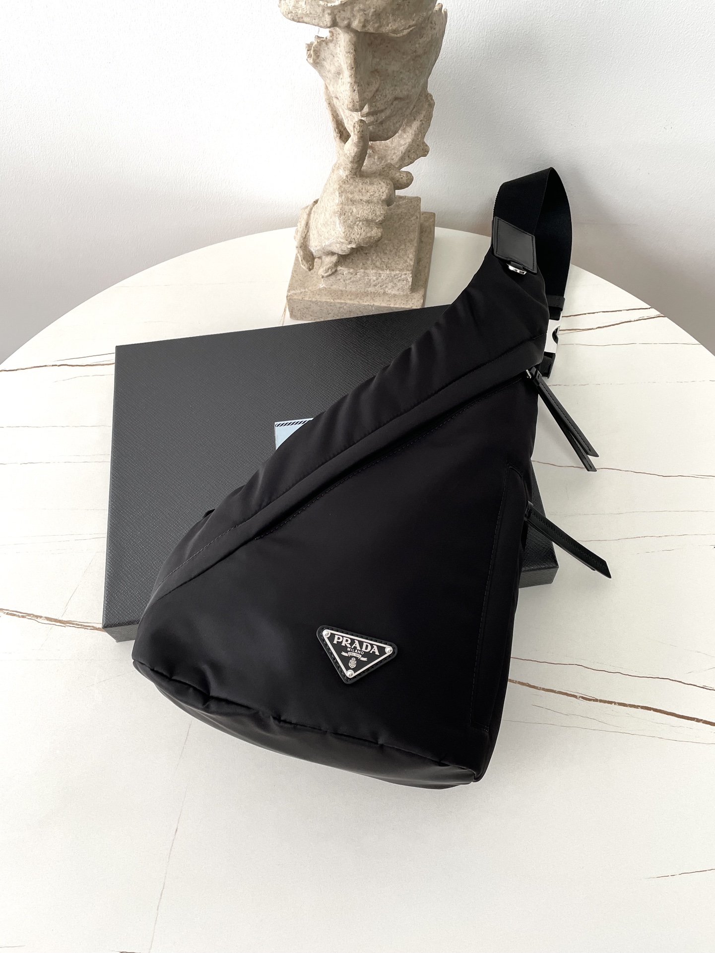 Bagsaaa Pra*a Re-Nylon and leather backpack black - 37.5cm