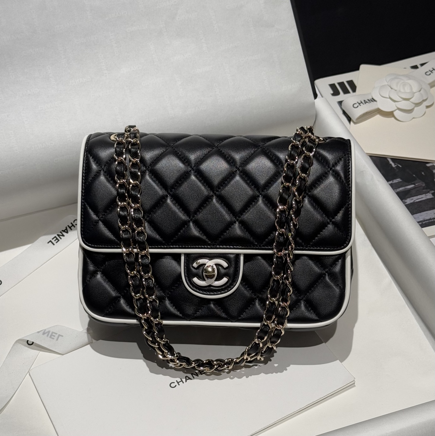 Bagsaaa Ch**el Flap Bag Black Lambskin AS5150 - 23,5cm
