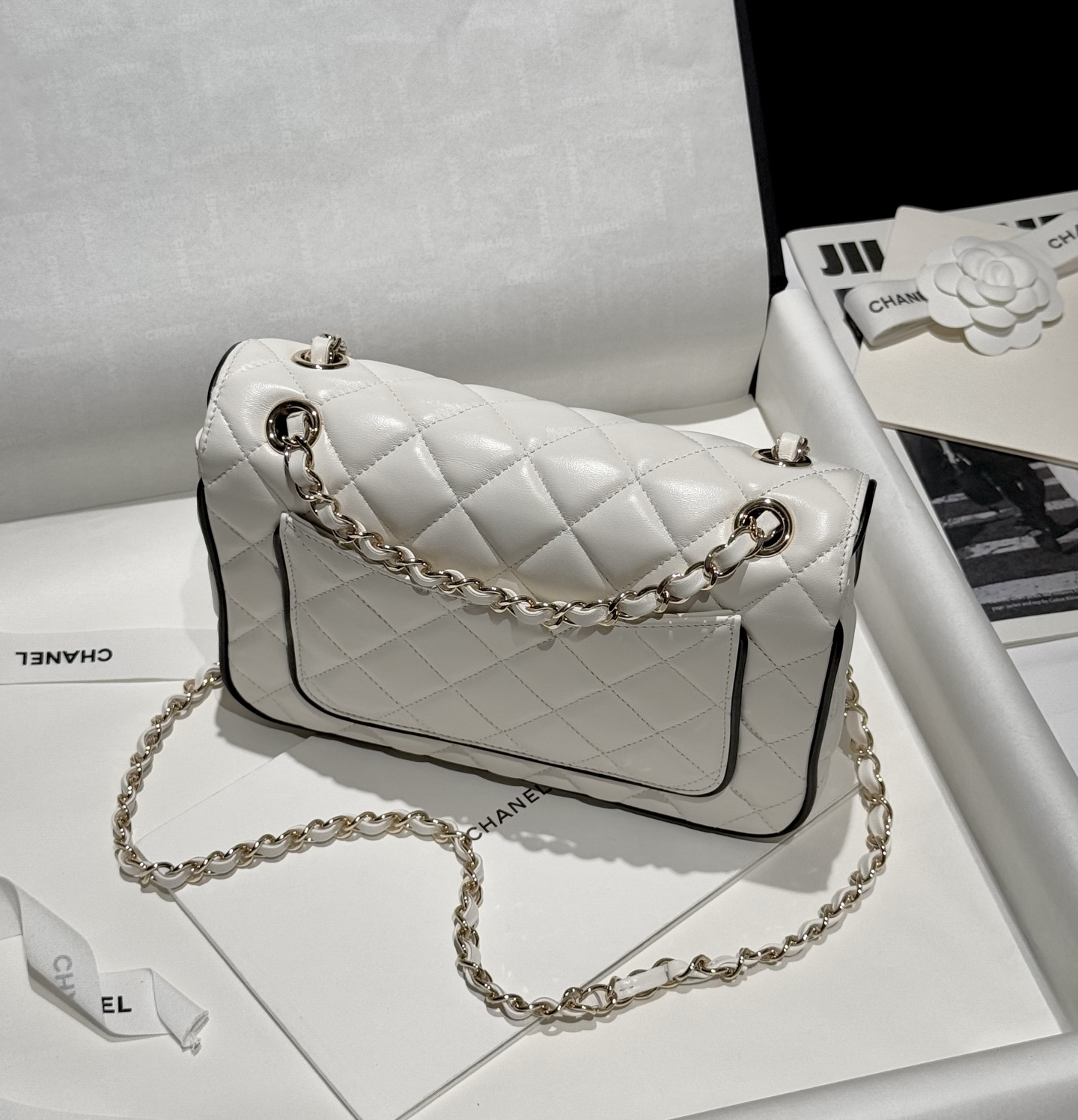 Bagsaaa Ch**el Flap Bag White Lambskin AS5150 - 23,5cm