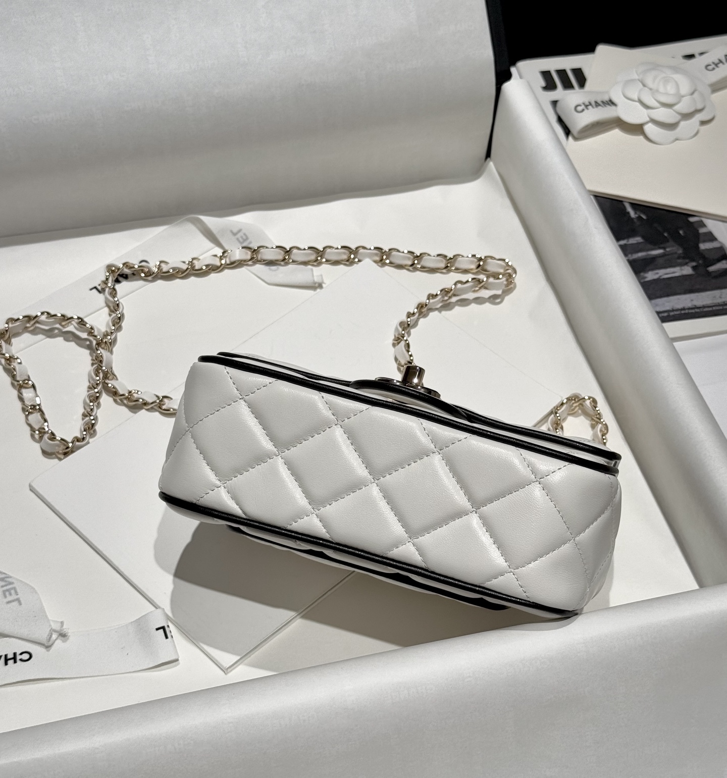 Bagsaaa Ch**el Mini Flap Bag White Lambskin AS5151 - 19.5cm