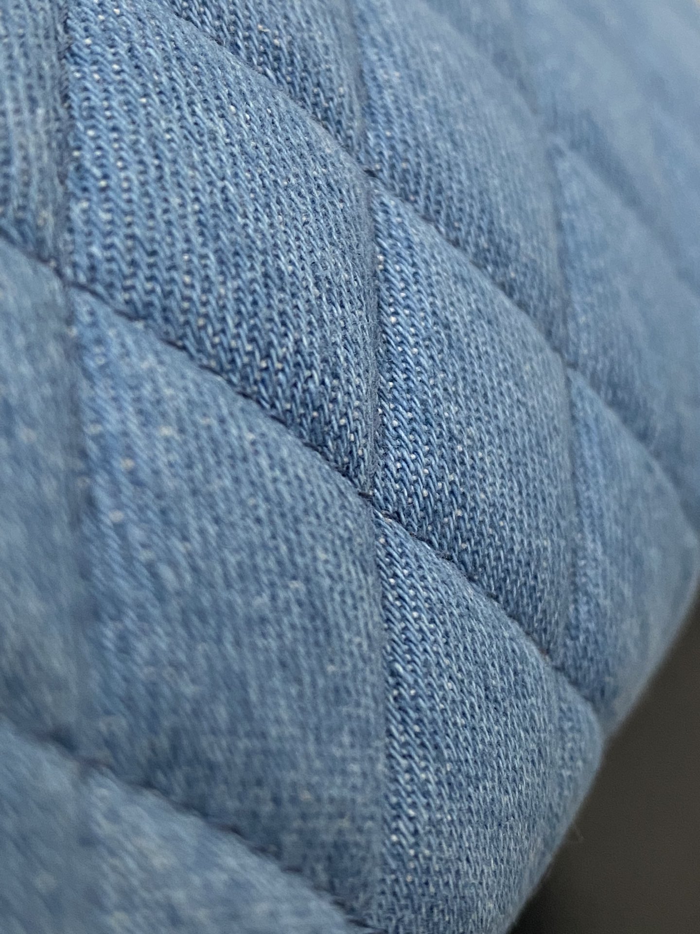 Bagsaaa Ch**el Quilted Denim Cosmetic Pouch - 18cm
