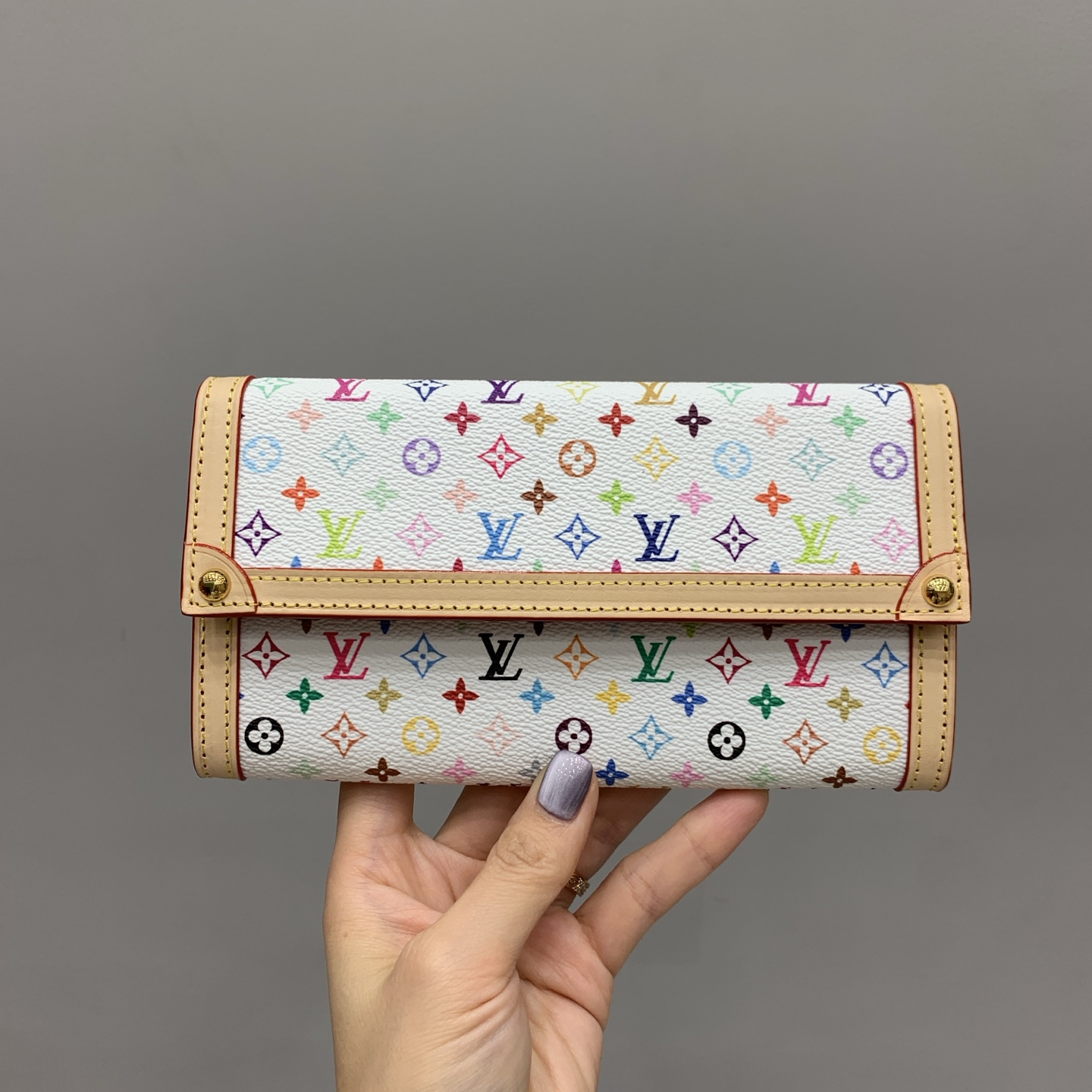 Bagsaaa M13397 New LV x TM Sarah Wallet White Multicolored - 19cm