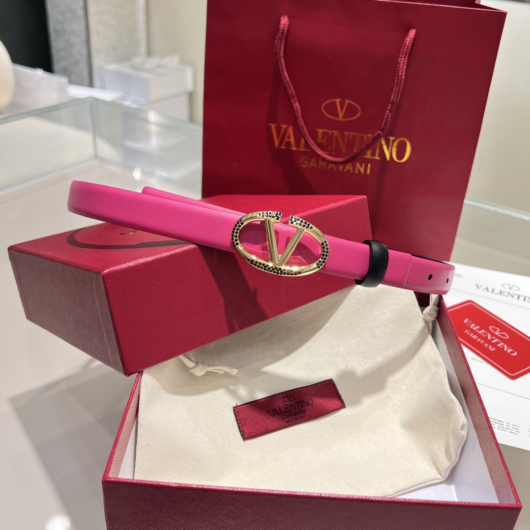 Bagsaaa Va1e*ntin0 Garavani VLogo Signature leather belt pink 2cm
