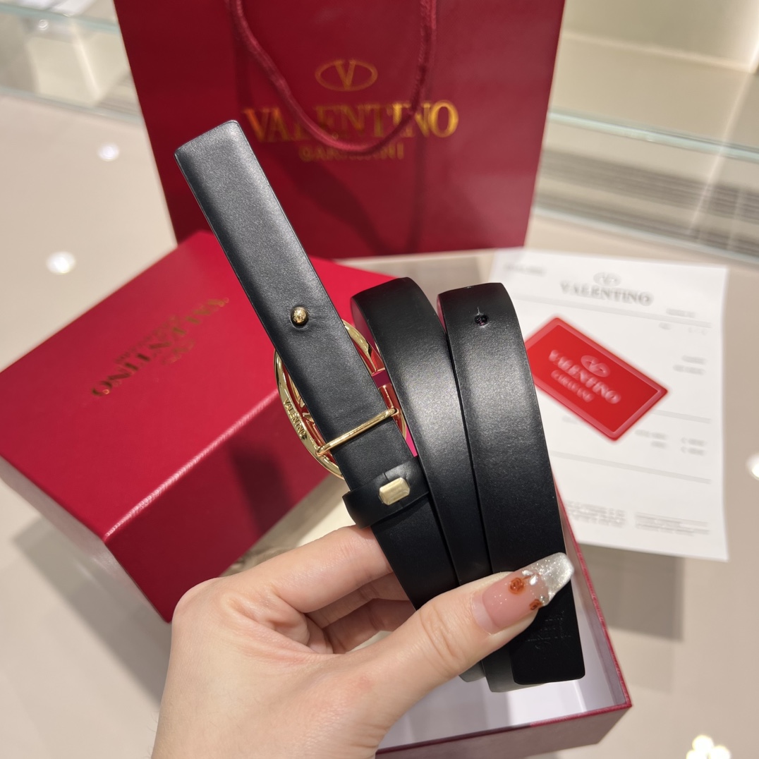 Bagsaaa Va1e*ntin0 Garavani VLogo Signature leather belt pink 2cm
