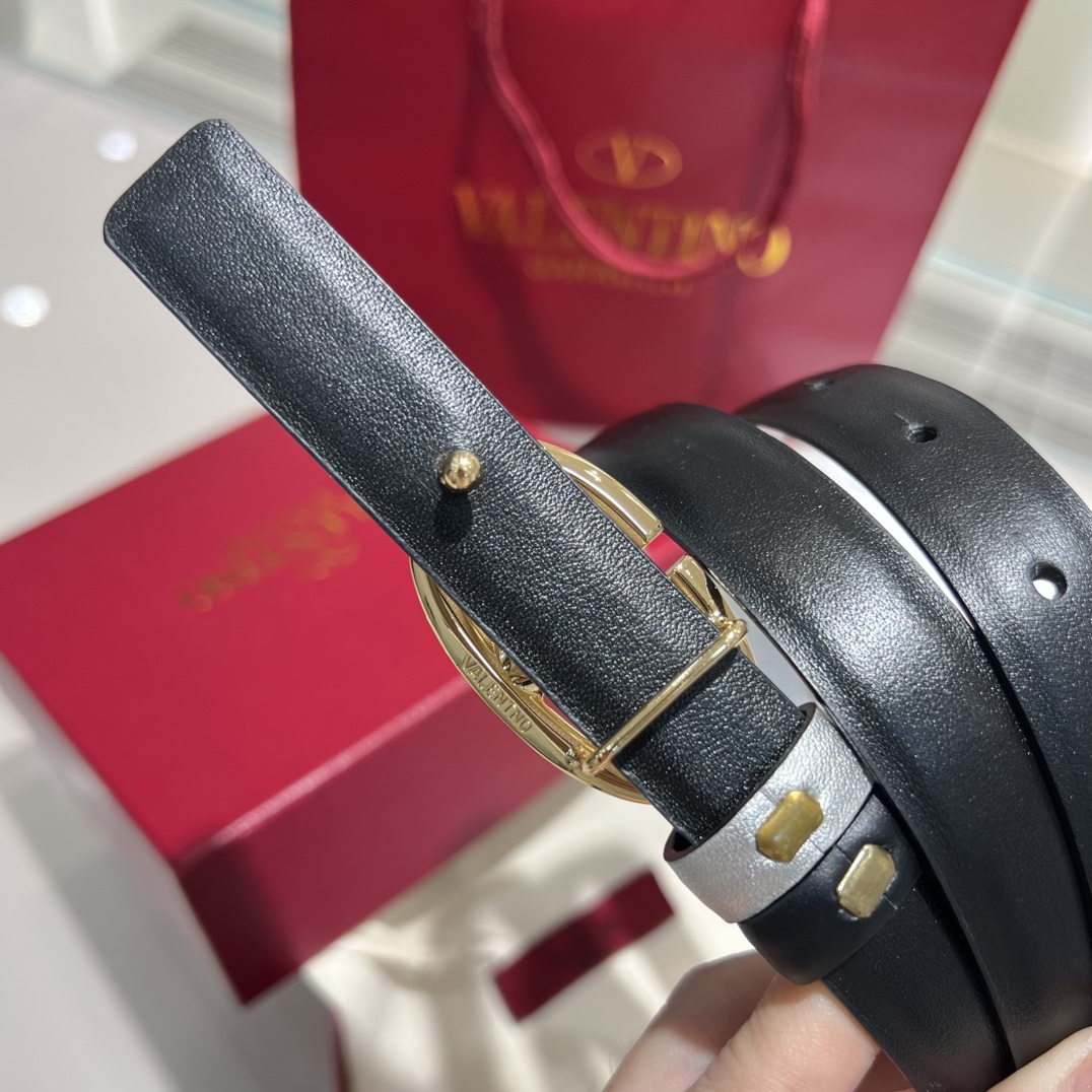 Bagsaaa Va1e*ntin0 Garavani VLogo Signature leather belt silver 2cm