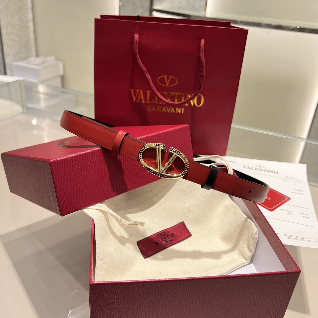 Bagsaaa Va1e*ntin0 Garavani VLogo Signature leather belt red 2cm