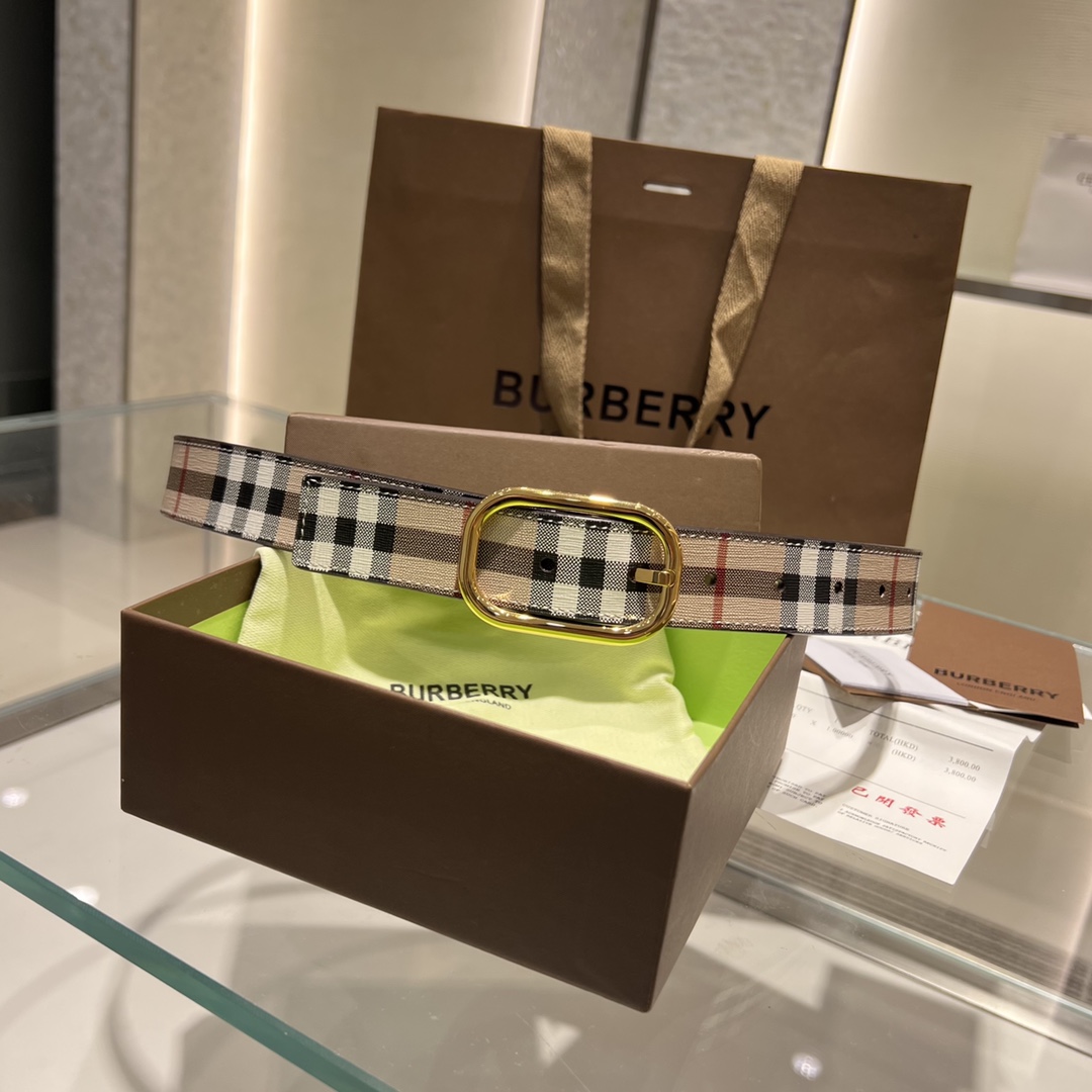Bagsaaa Burrberry Check Belt Beige