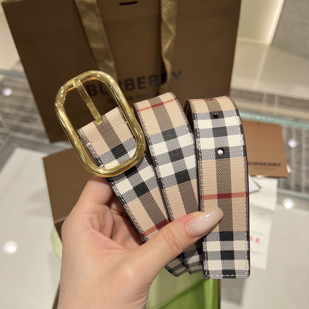 Bagsaaa Burrberry Check Belt Beige