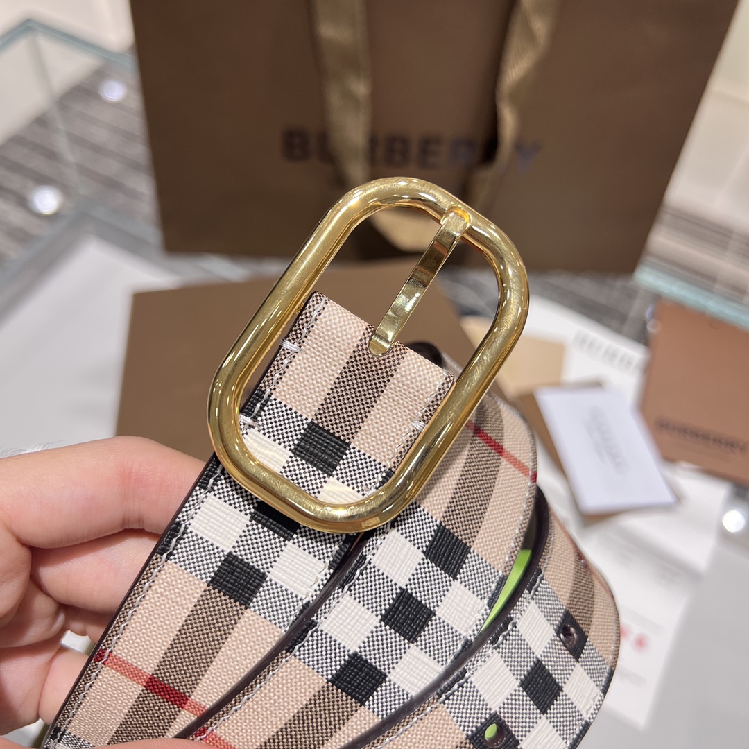 Bagsaaa Burrberry Check Belt Beige