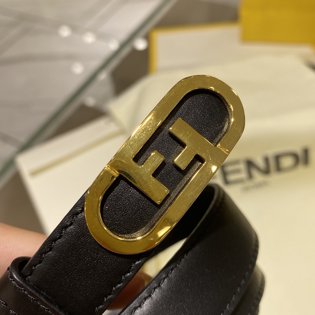 Bagsaaa F**di FF Oval Belt Black 2.8cm
