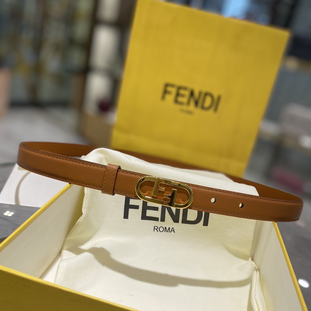 Bagsaaa F**di FF Oval Belt Brown 2.8cm