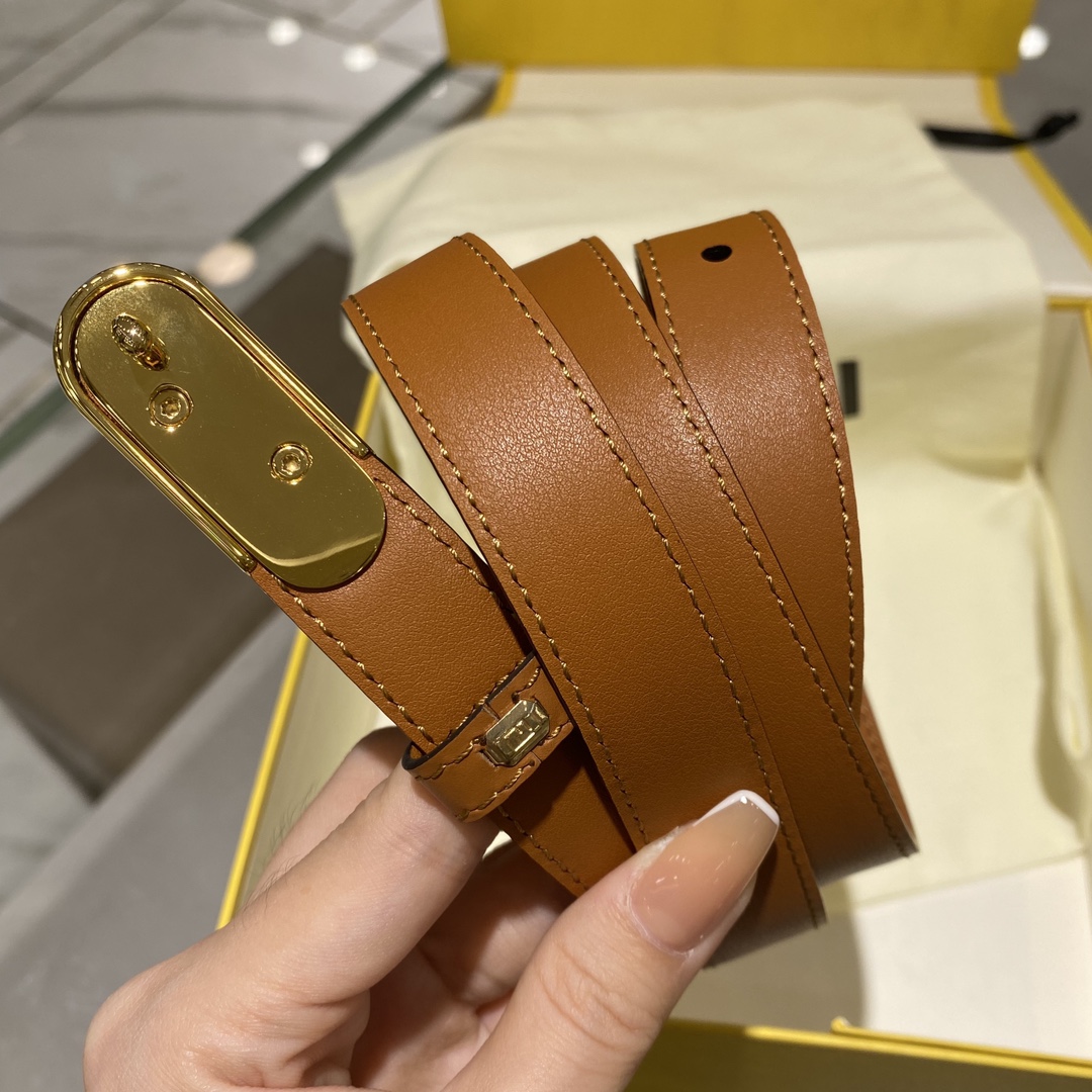 Bagsaaa F**di FF Oval Belt Brown 2.8cm