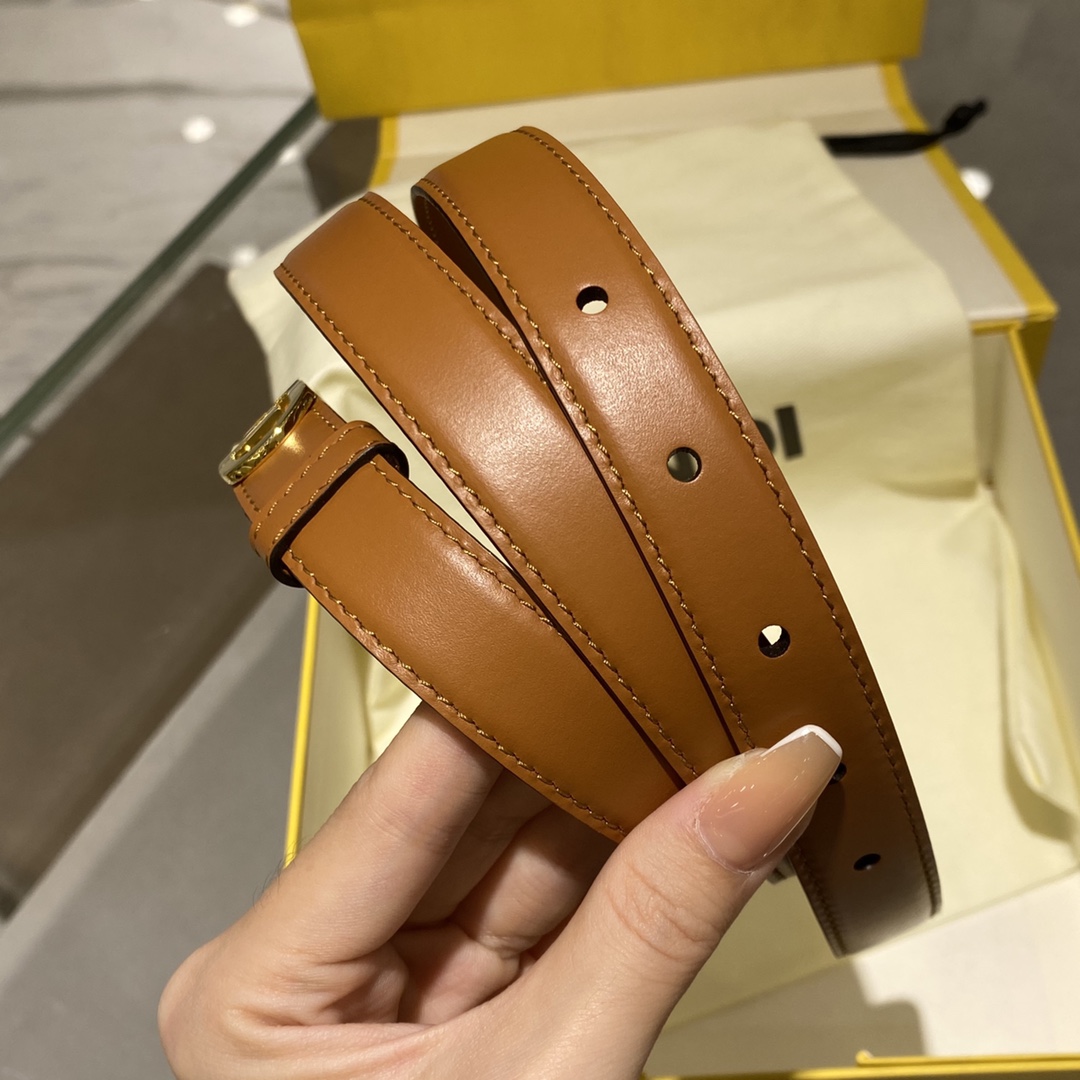 Bagsaaa F**di FF Oval Belt Brown 2.8cm