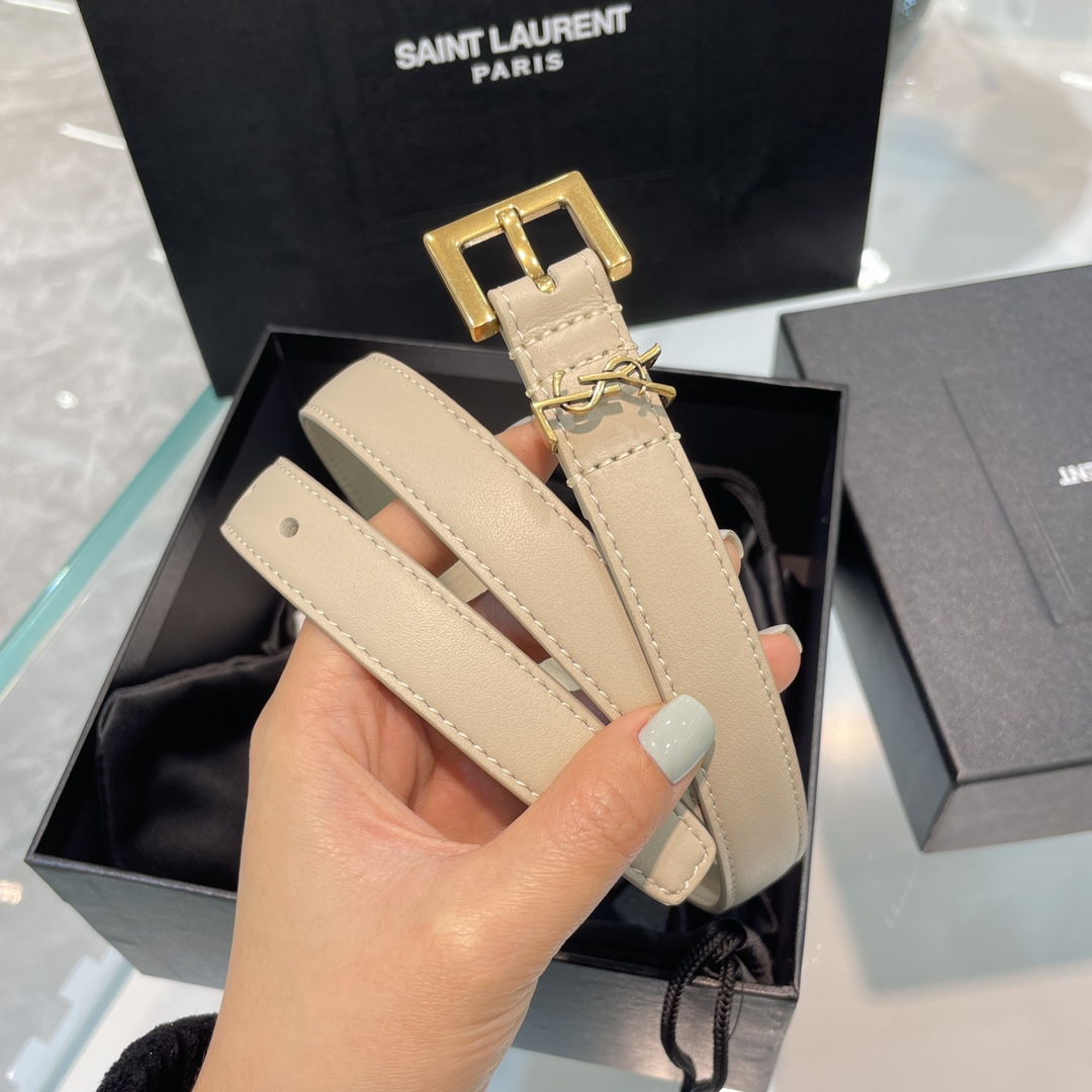 Bagsaaa Y51 Belt Beige & Gold - 2cm
