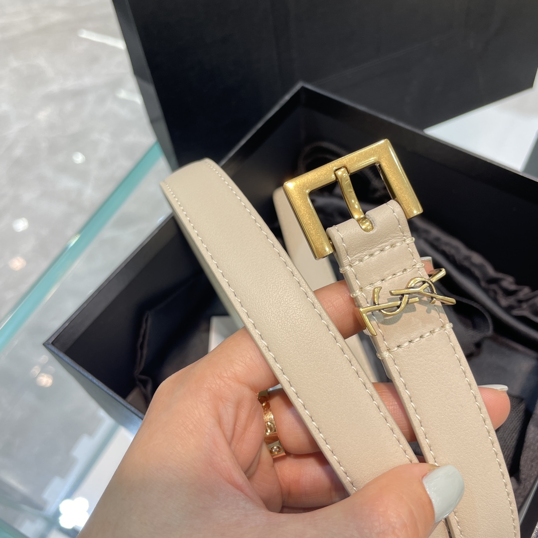 Bagsaaa Y51 Belt Beige & Gold - 2cm