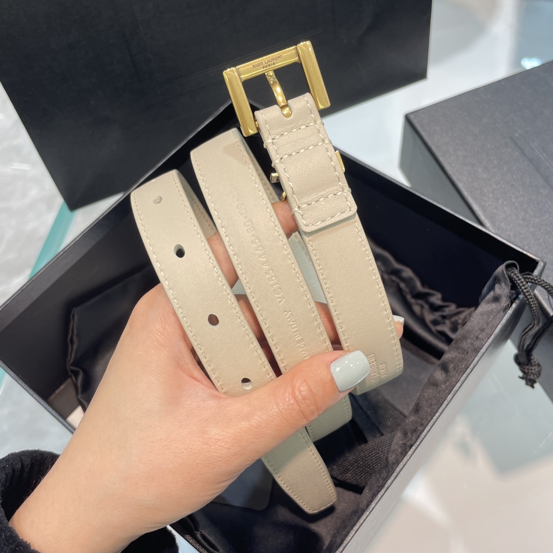Bagsaaa Y51 Belt Beige & Gold - 2cm