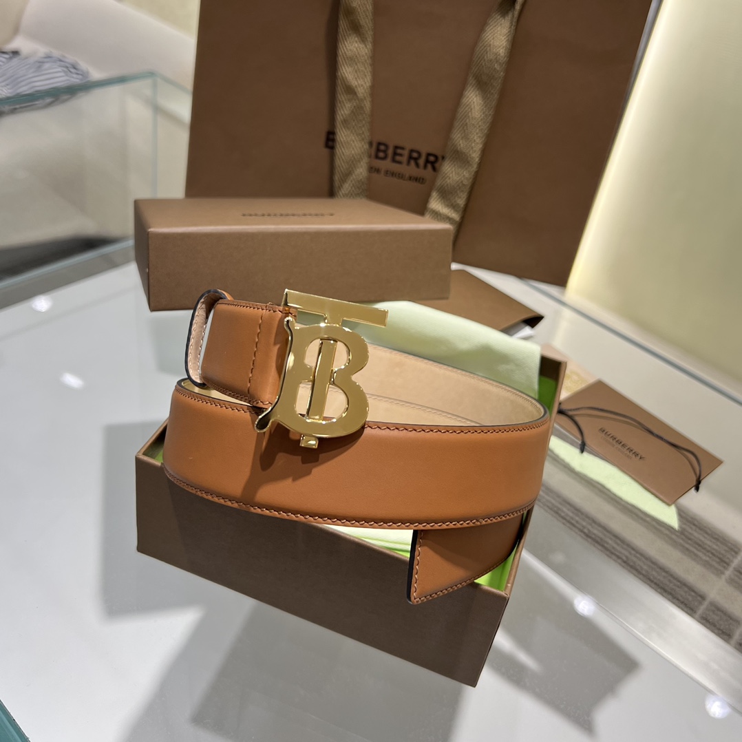 Bagsaaa Bv*b*rry logo-buckle brown belt 3.5cm