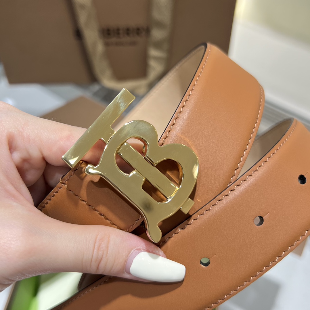 Bagsaaa Bv*b*rry logo-buckle brown belt 3.5cm