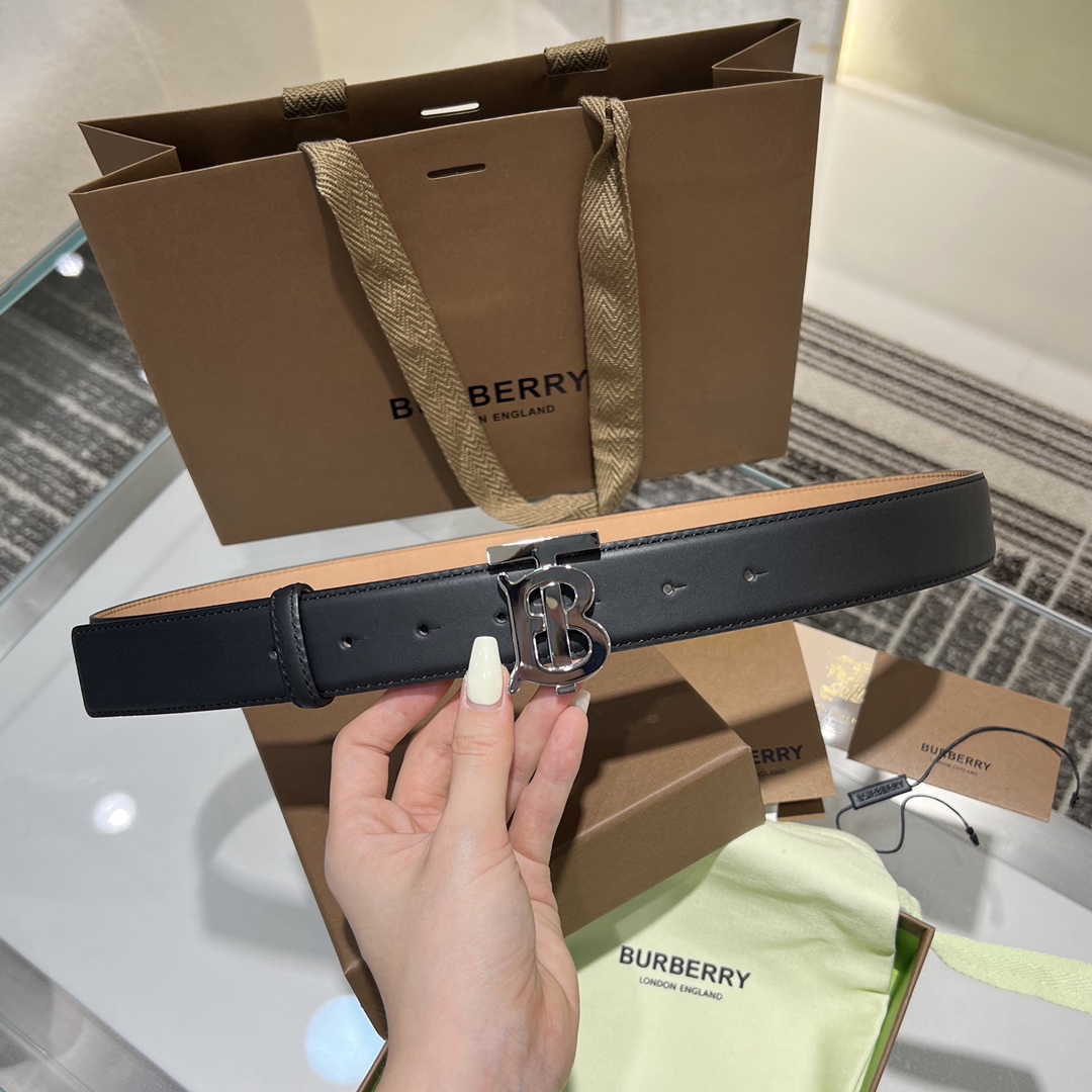 Bagsaaa Bv*b*rry logo-buckle black belt 3.5cm