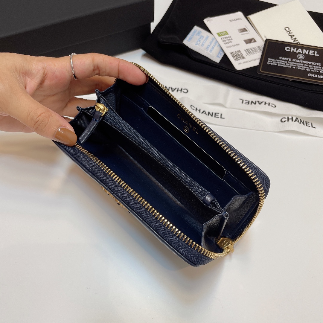 Bagsaaa Ch**el Ohanel Navy Blue Wallet - 16.5*9cm